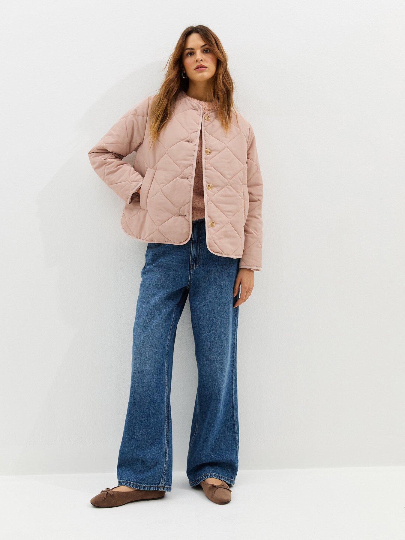 Image 3 of 6 of New Look Pale Pink Soft Touch Quilted Jacket