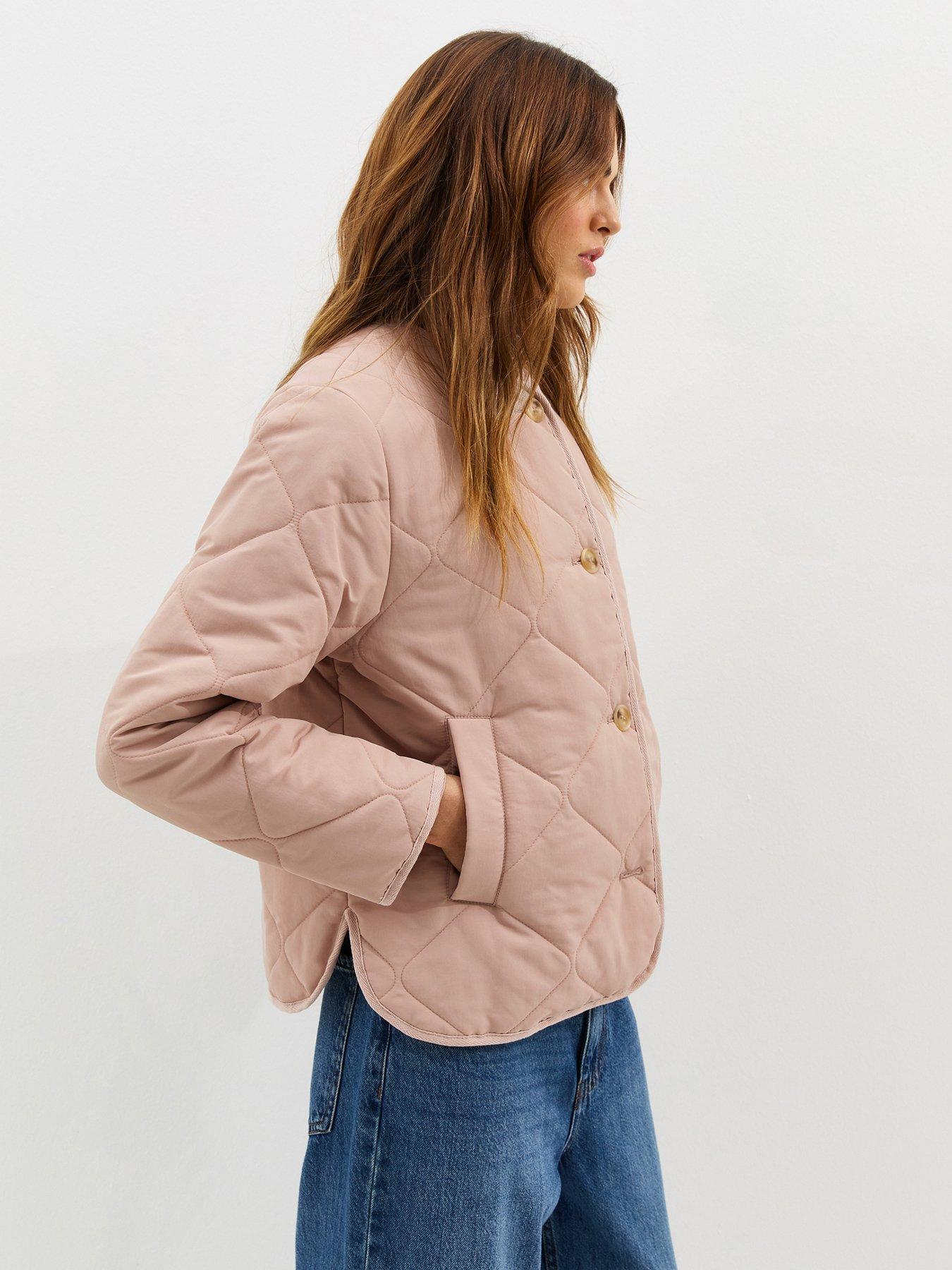 Image 4 of 6 of New Look Pale Pink Soft Touch Quilted Jacket