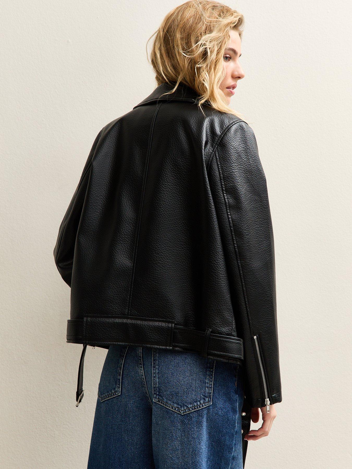 new-look-black-faux-leather-textured-oversized-biker-jacketstillFront
