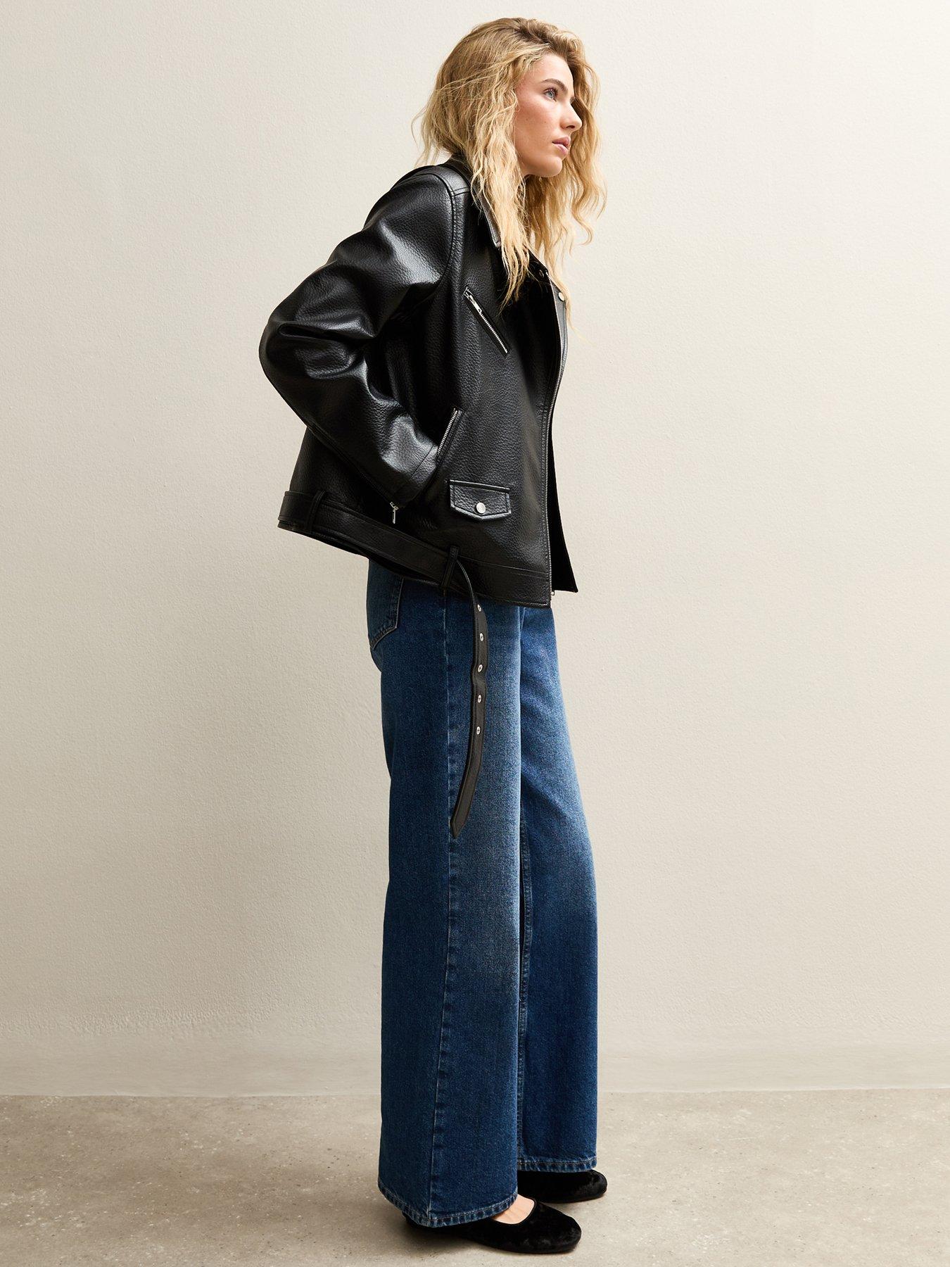 new-look-black-faux-leather-textured-oversized-biker-jacketoutfit