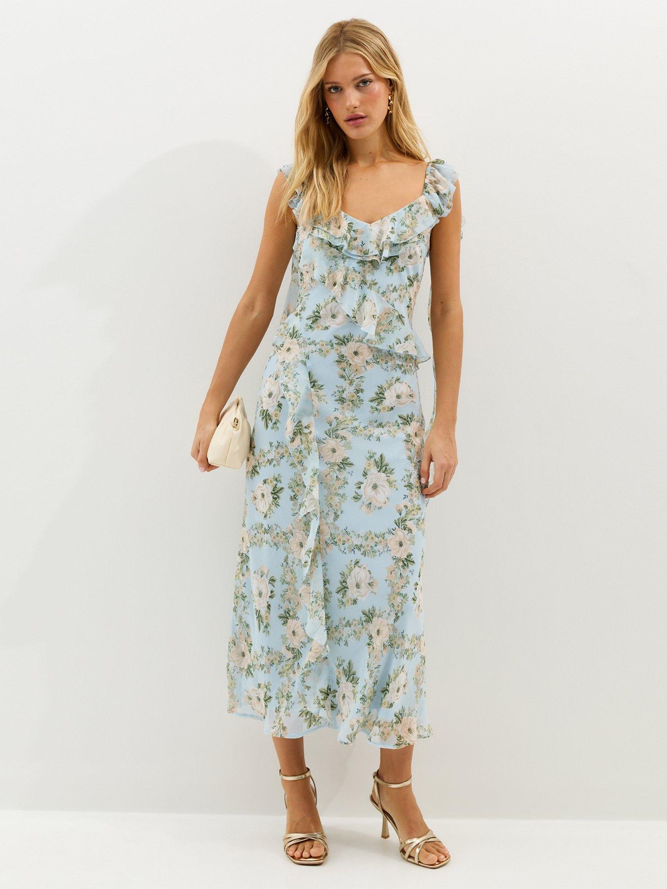 new-look-light-blue-floral-chiffon-ruffle-midi-dressfront