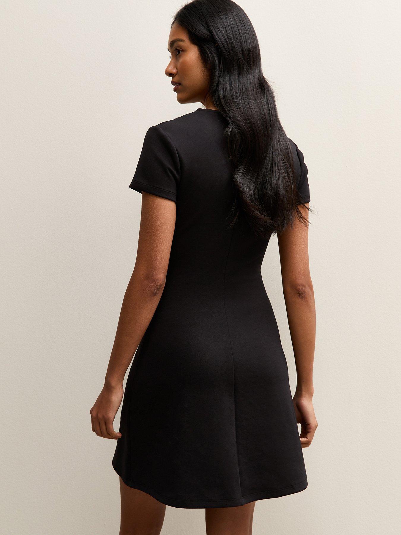 new-look-abstract-button-short-sleeve-mini-dress-blackstillFront