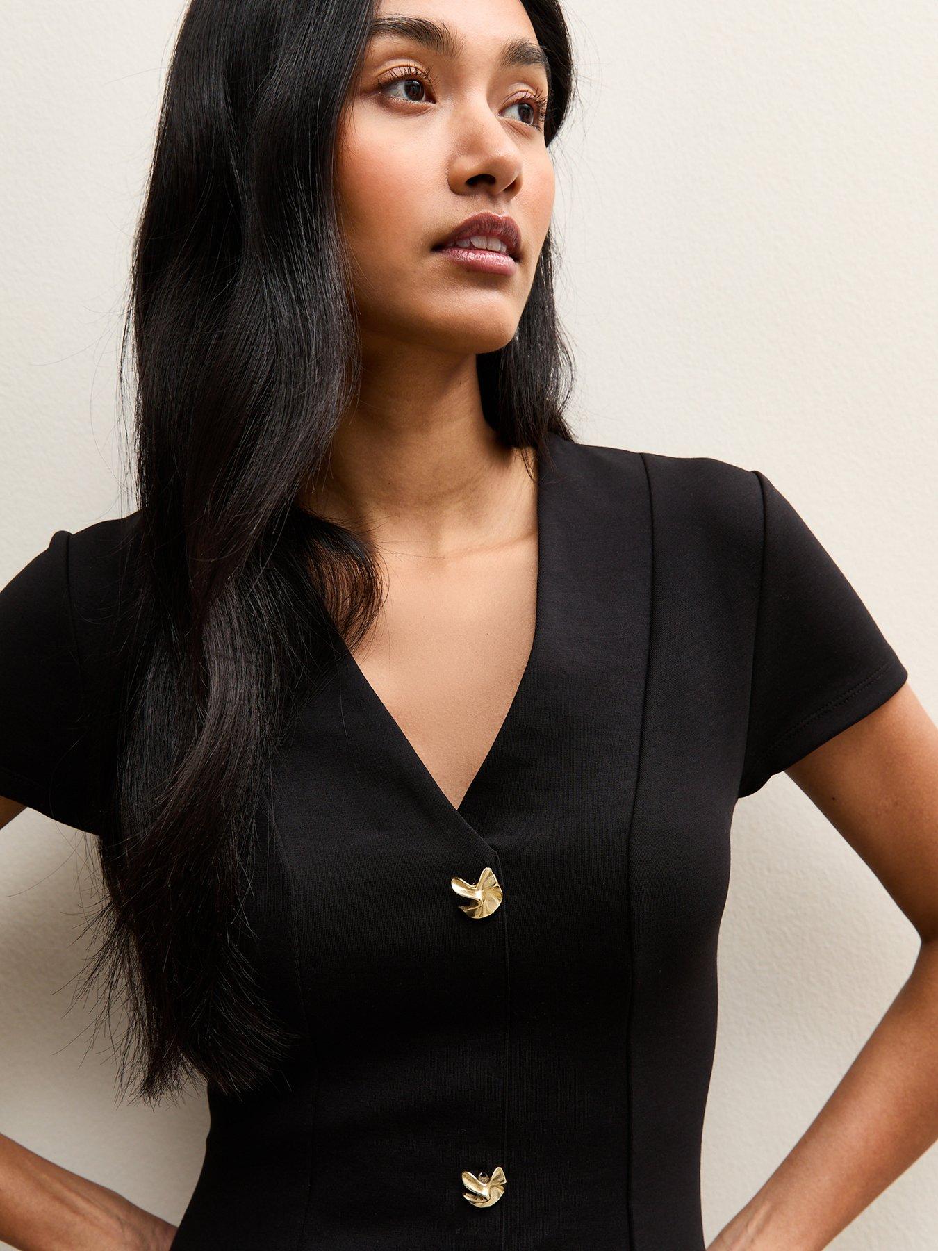 new-look-abstract-button-short-sleeve-mini-dress-blackoutfit