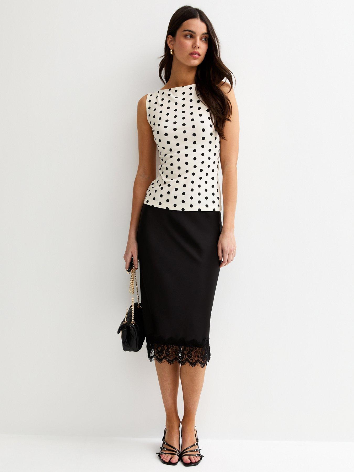 Image 3 of 5 of New Look Polka Dot Slash Neck Vest - Cream