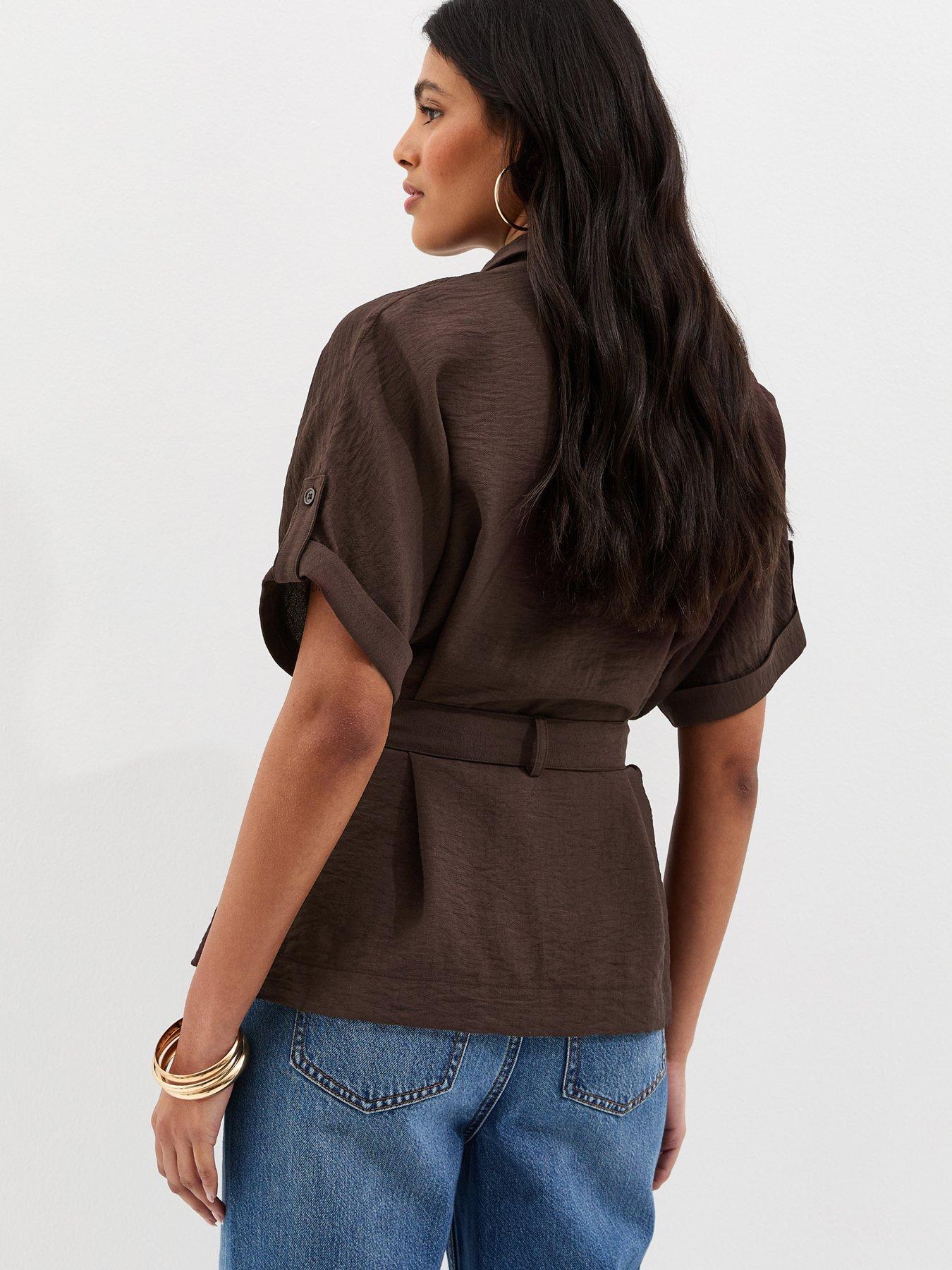 new-look-dark-brown-utility-belted-shirtstillFront