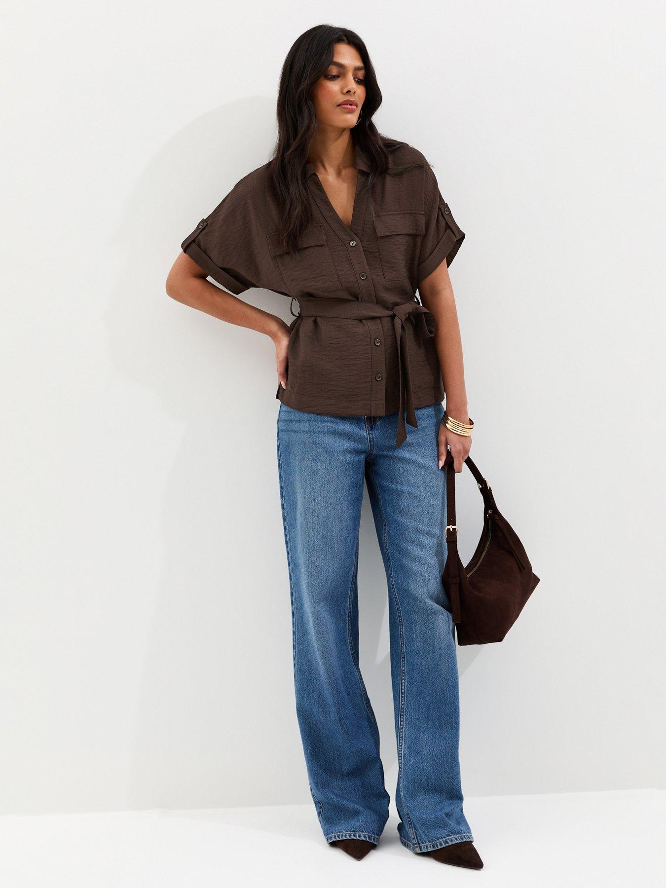 new-look-dark-brown-utility-belted-shirtback