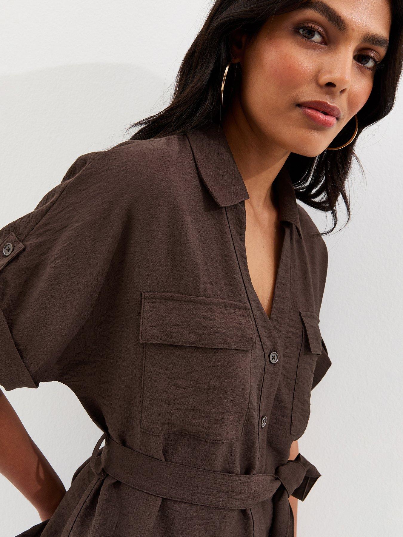 new-look-dark-brown-utility-belted-shirtoutfit