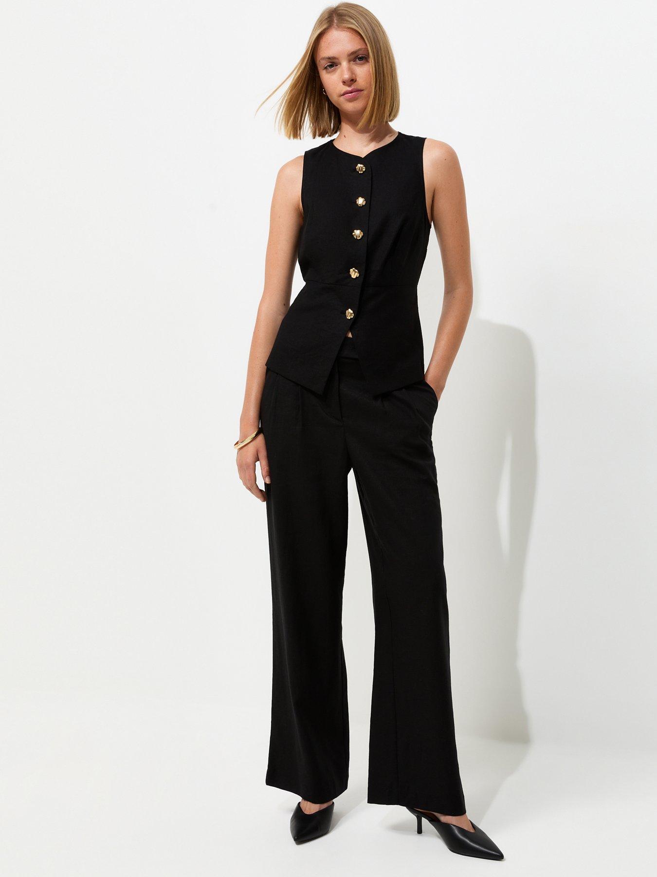 New Look Linen Rich Tailored Co-ord Trousers - Black