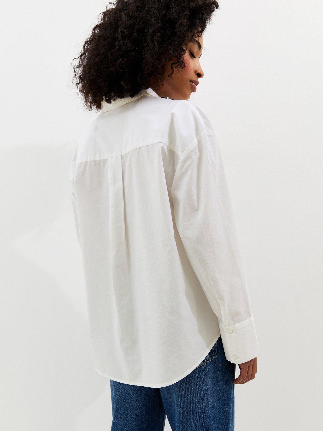 Image 2 of 5 of New Look Poplin Lace Embroidered Shirt - Off White