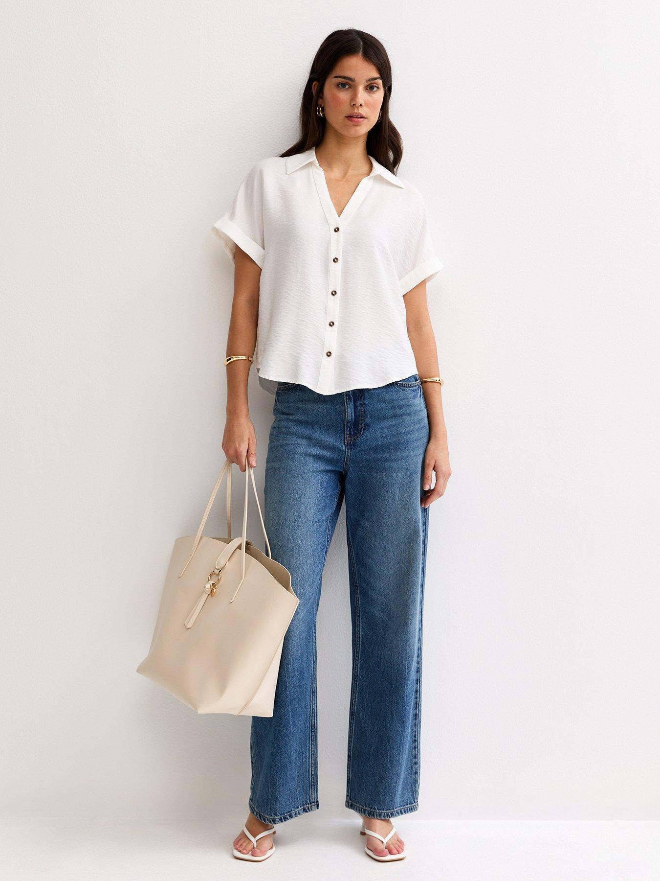 new-look-white-collared-v-neck-short-shirtback