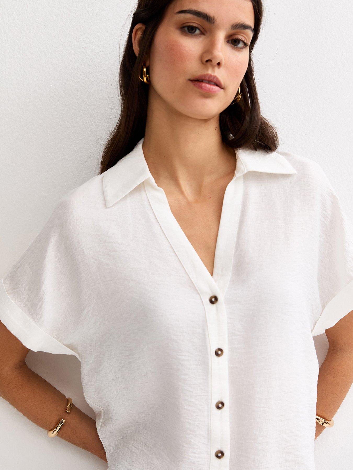 new-look-white-collared-v-neck-short-shirtoutfit