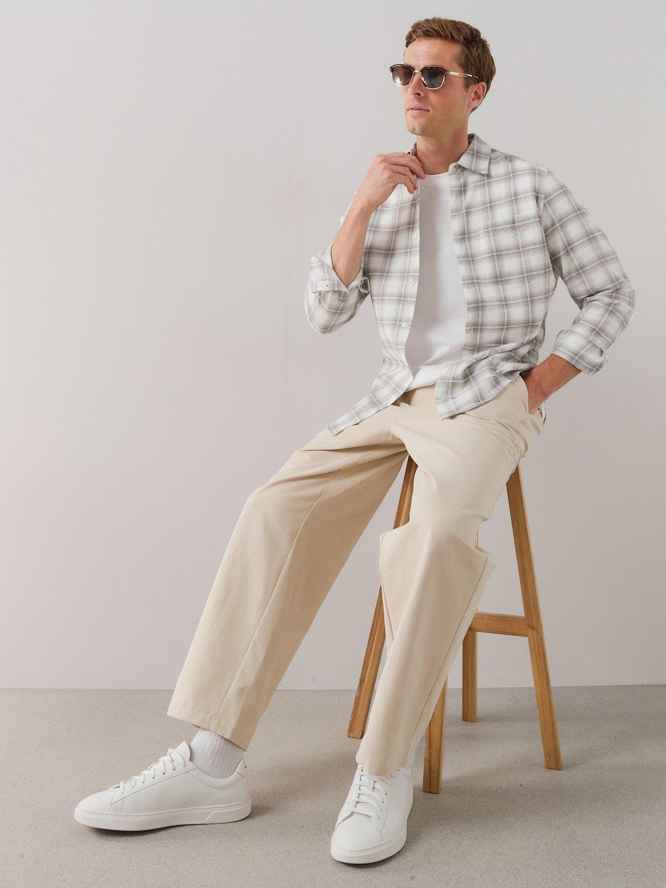 The Very Collection Long Sleeve Checked Seersucker Shirt  - Grey/White