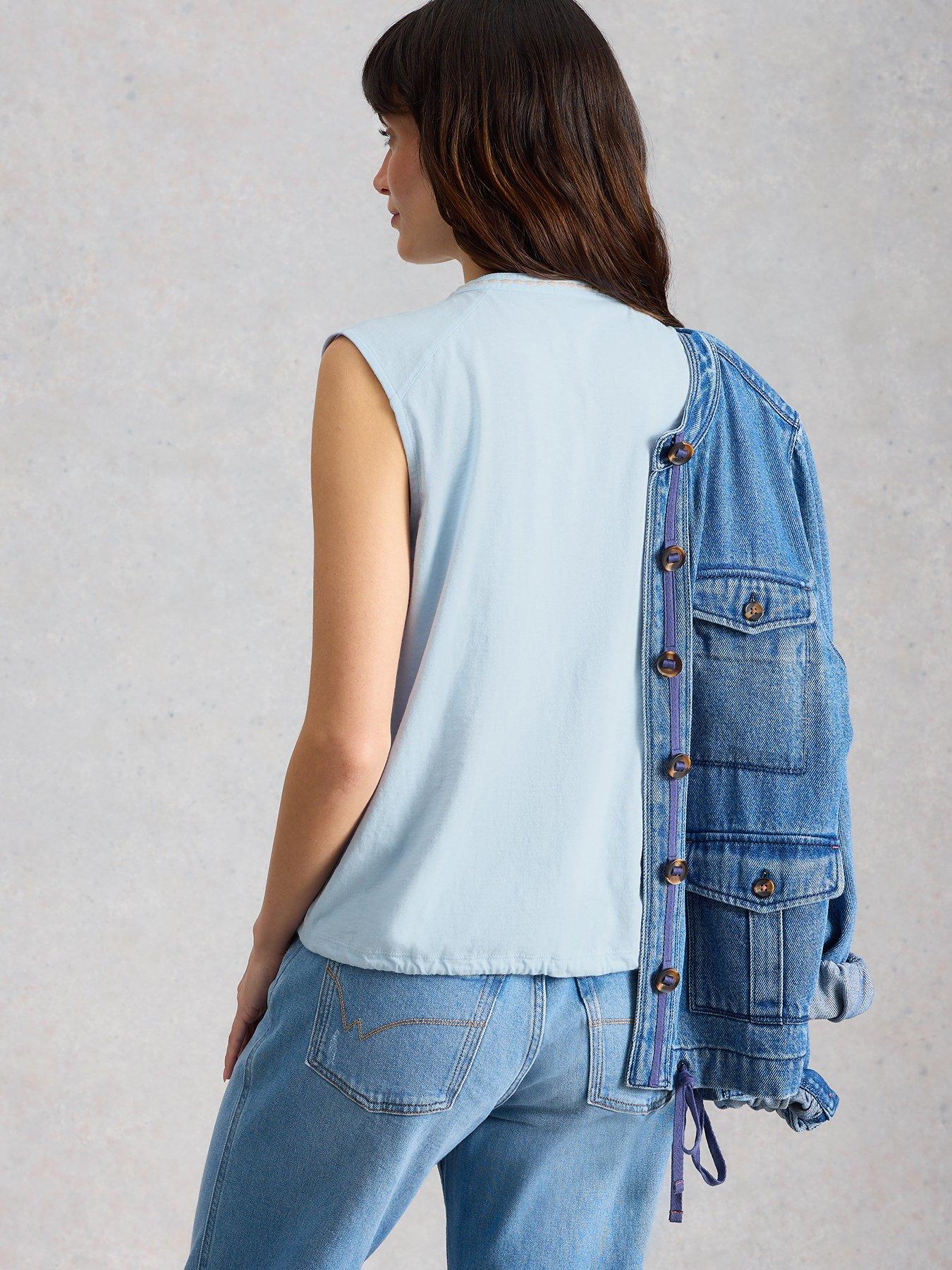 Image 2 of 6 of White Stuff Peony Sleeveless Shirt - Blue
