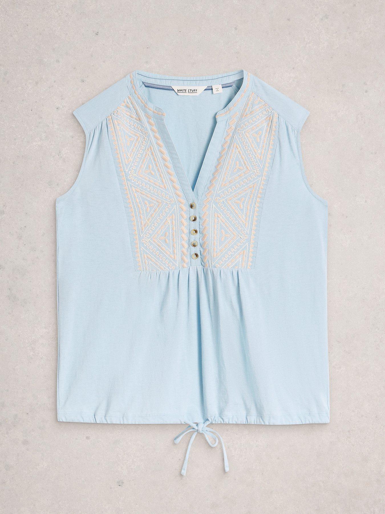 Image 5 of 6 of White Stuff Peony Sleeveless Shirt - Blue