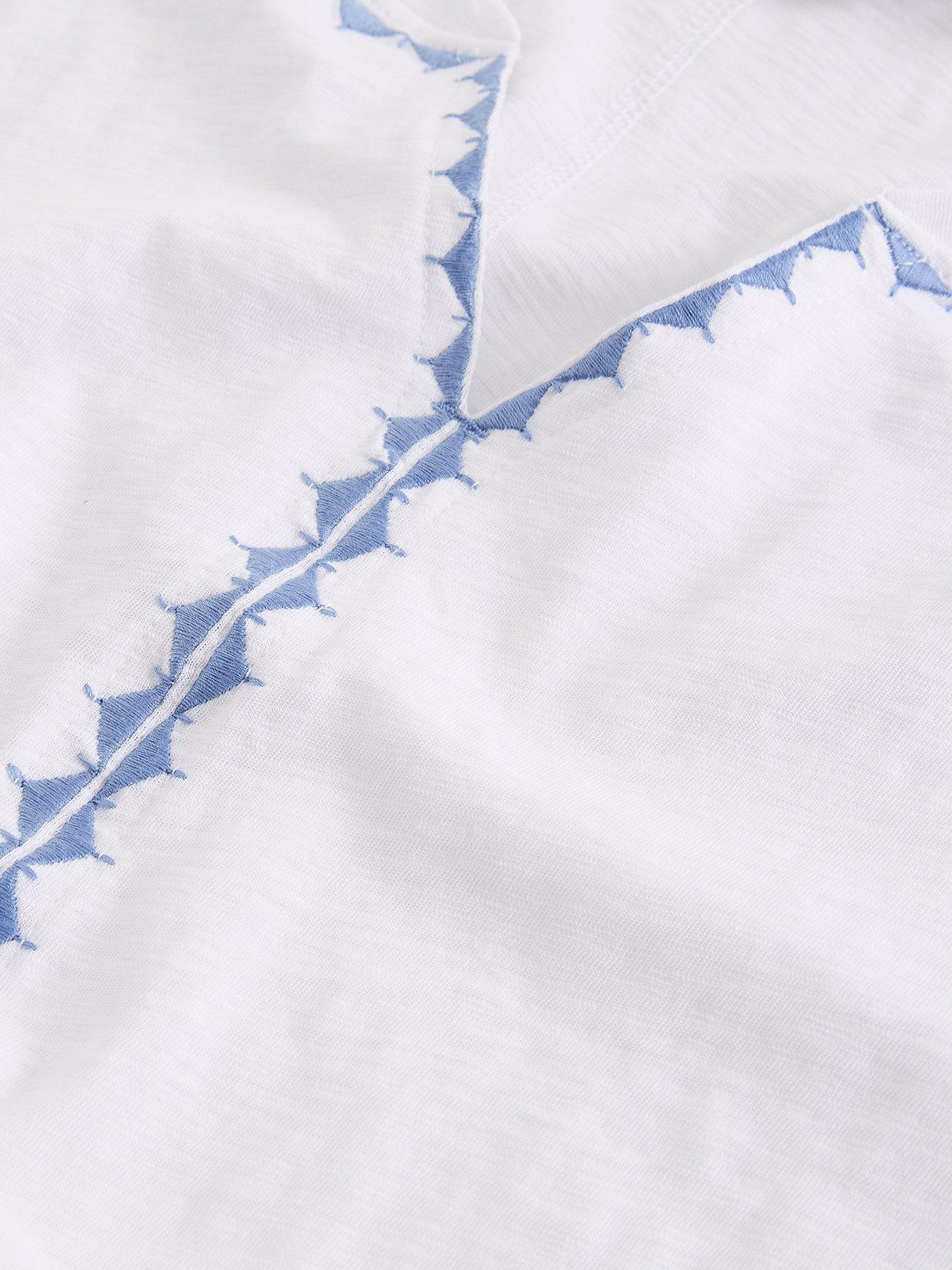 Image 6 of 6 of White Stuff Nelly Plain Embroidered T-Shirt - White