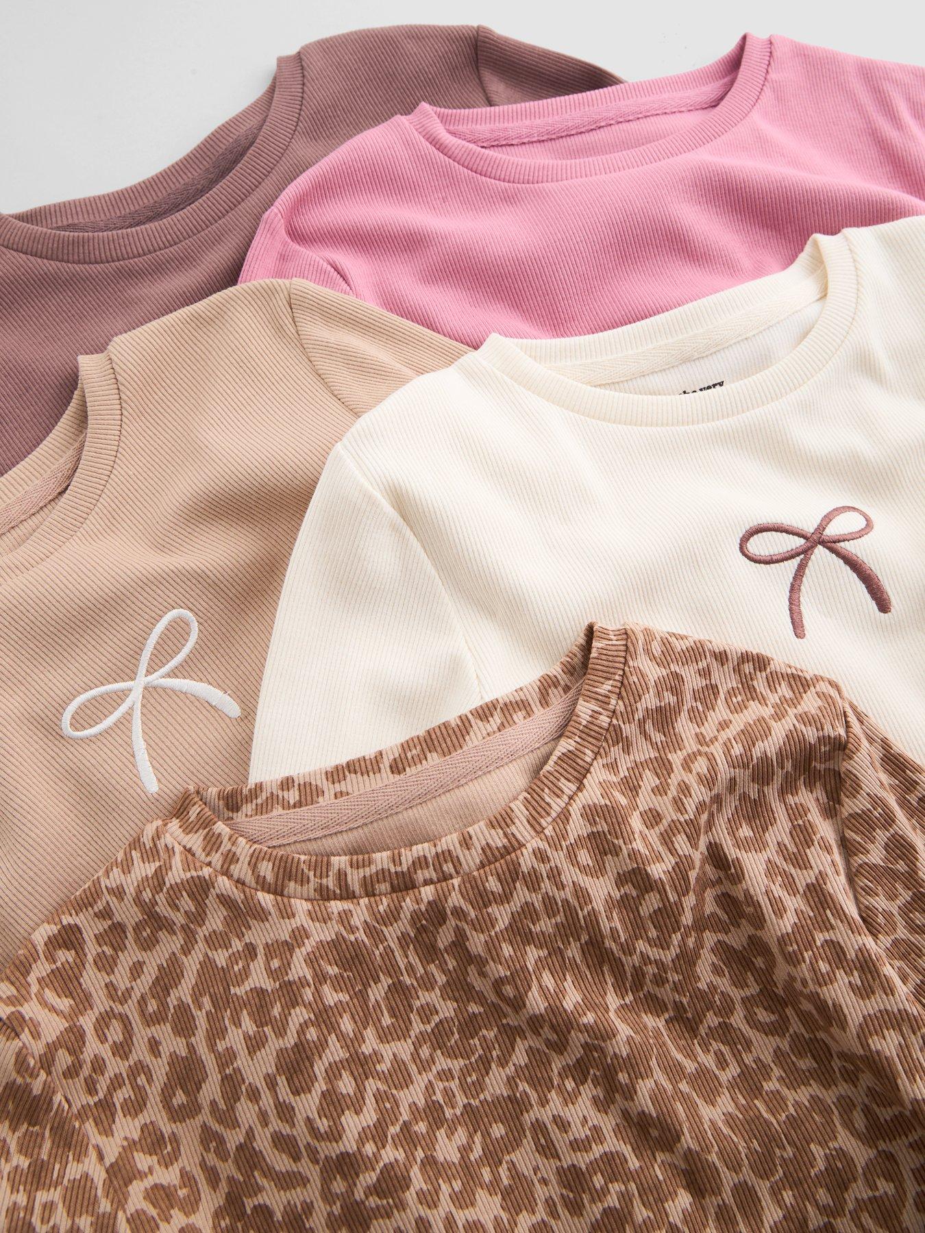 Image 5 of 5 of The Very Collection Girls 5 Rib Pack Long Sleeve Basic T-Shirts - Multi