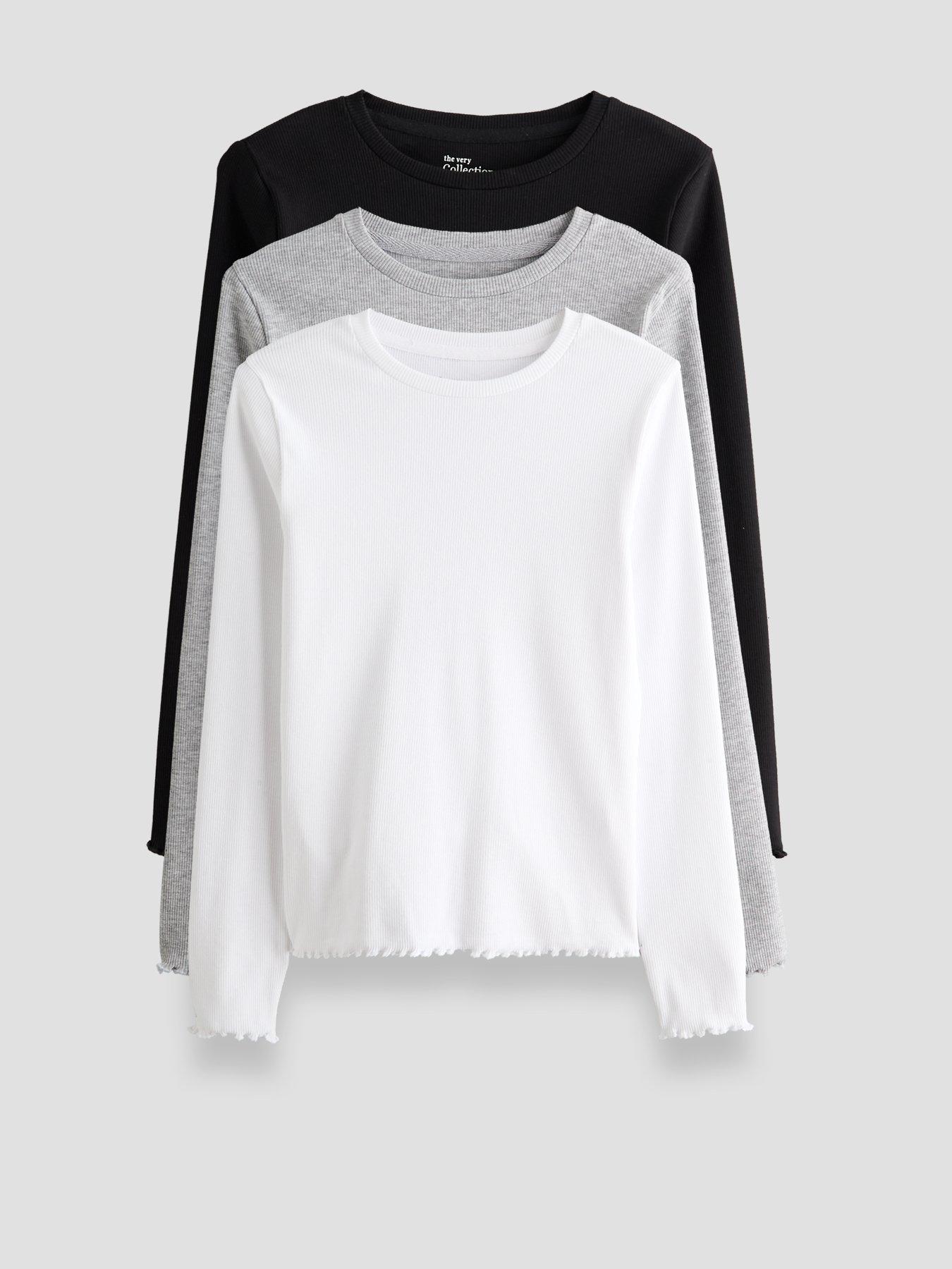 Image 1 of 5 of The Very Collection Girls 3 Pack Core Basic Longsleeve Tops - Multi