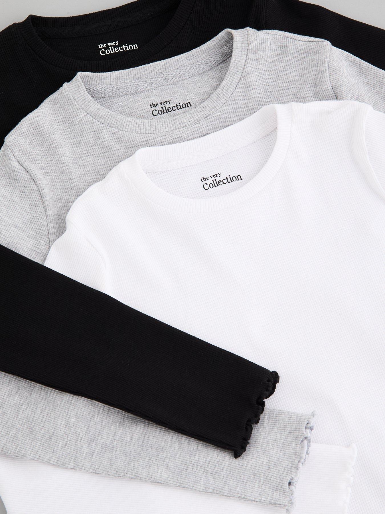 Image 4 of 5 of The Very Collection Girls 3 Pack Core Basic Longsleeve Tops - Multi
