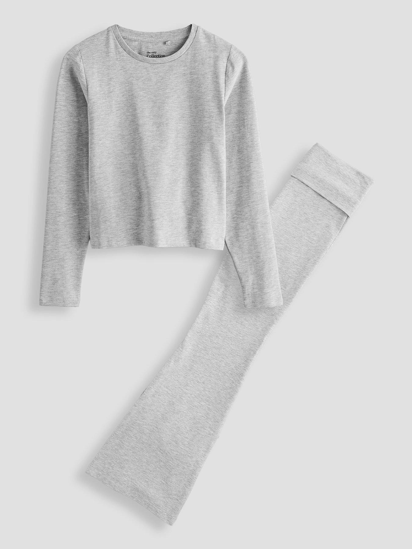 The Very Collection Girls Long Sleeve And Fold Over Legging Basic Set - Grey
