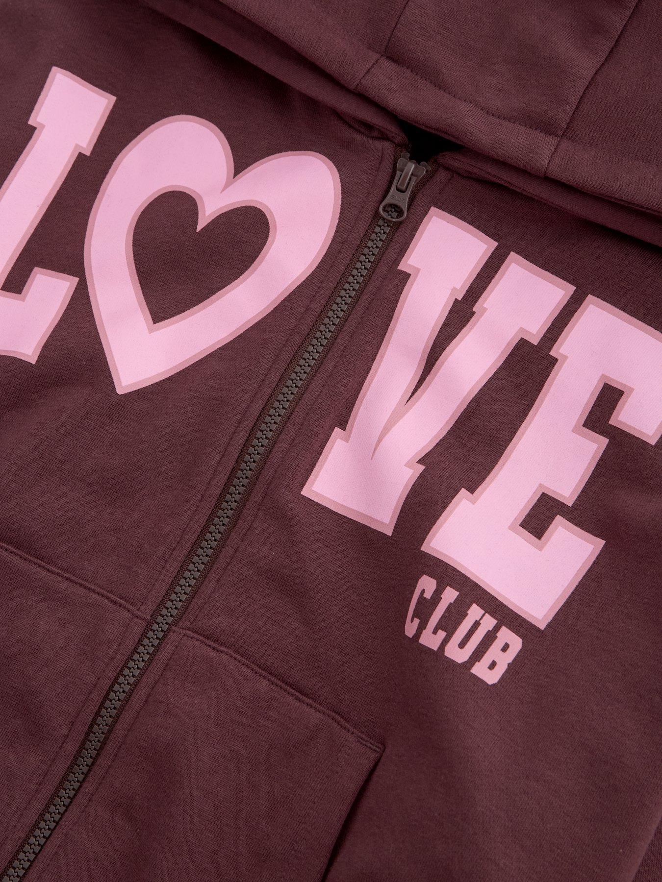 Image 3 of 4 of The Very Collection Girls Zip Up Love Club Hoodie (3 - 16 years) - Brown