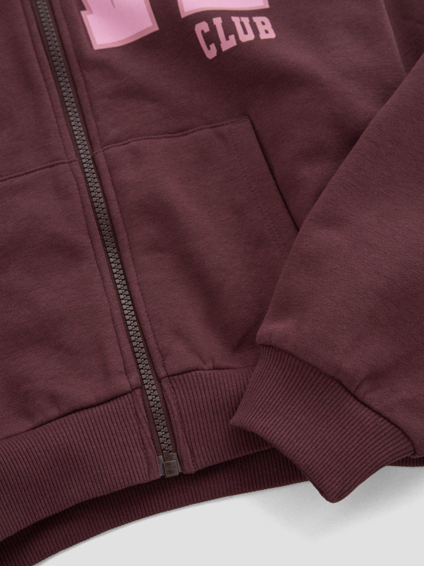 Image 4 of 4 of The Very Collection Girls Zip Up Love Club Hoodie (3 - 16 years) - Brown