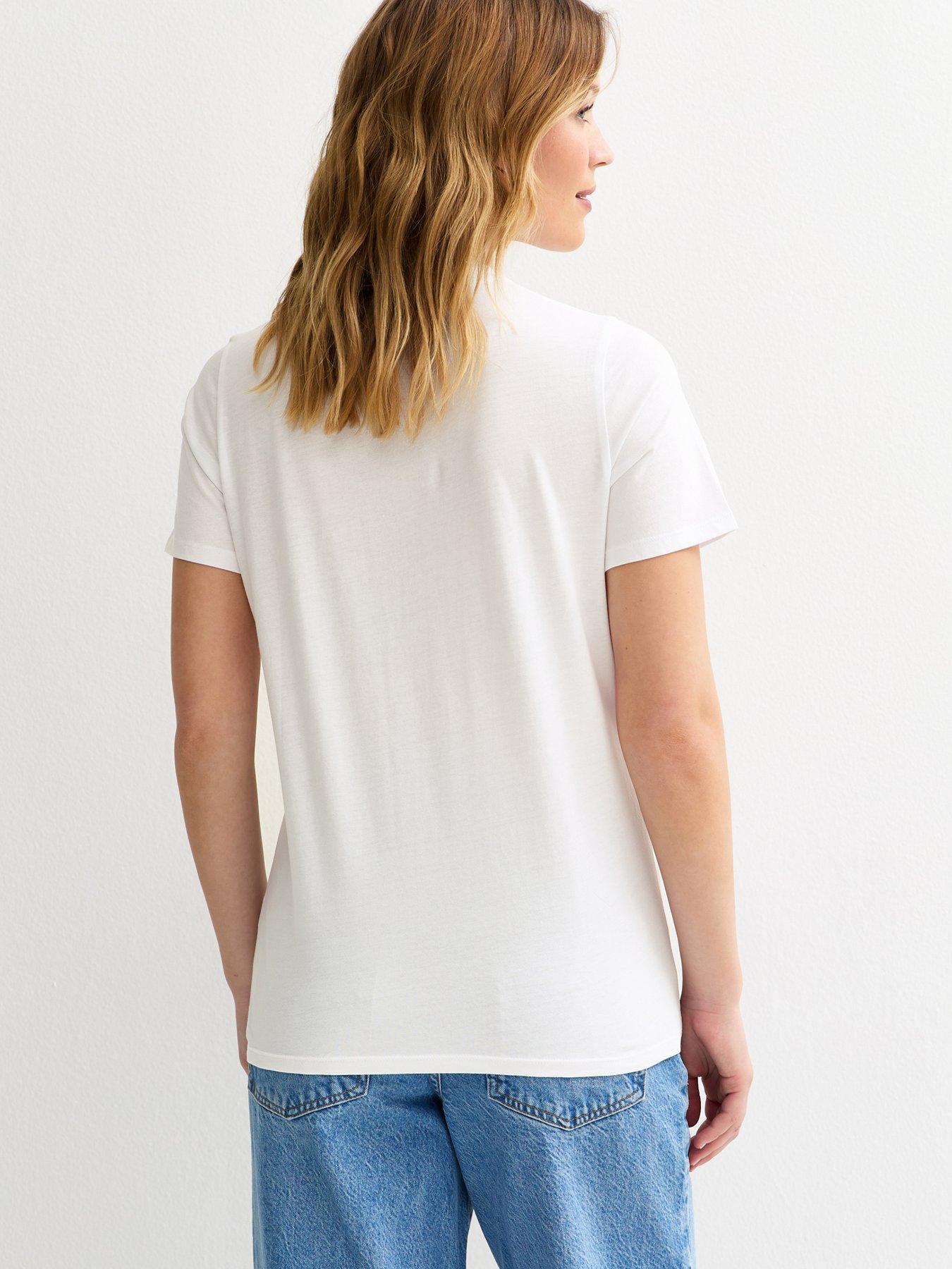Image 2 of 5 of New Look Orange Print T-Shirt - White