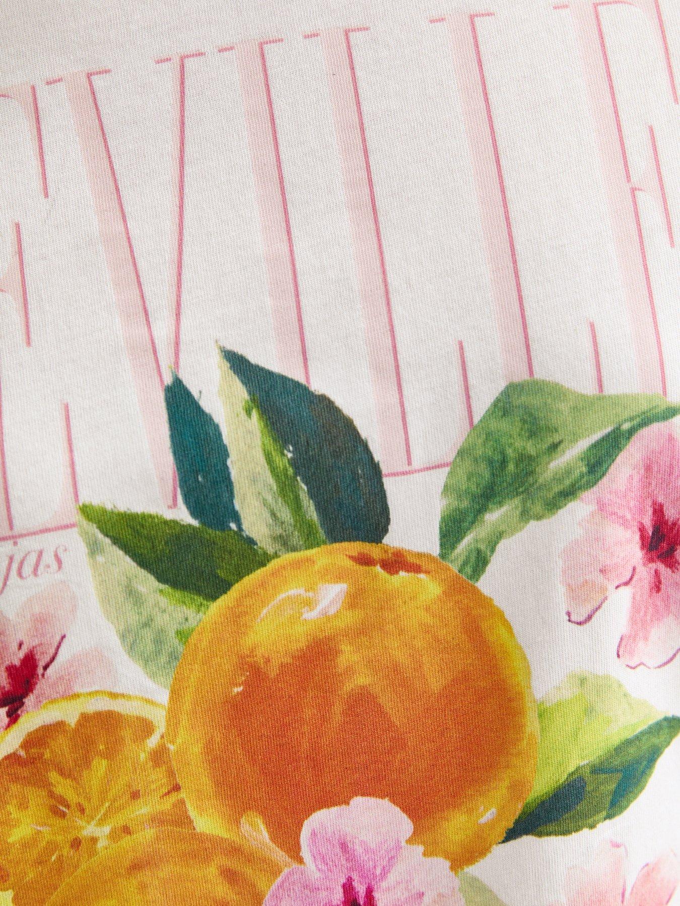 Image 5 of 5 of New Look Orange Print T-Shirt - White