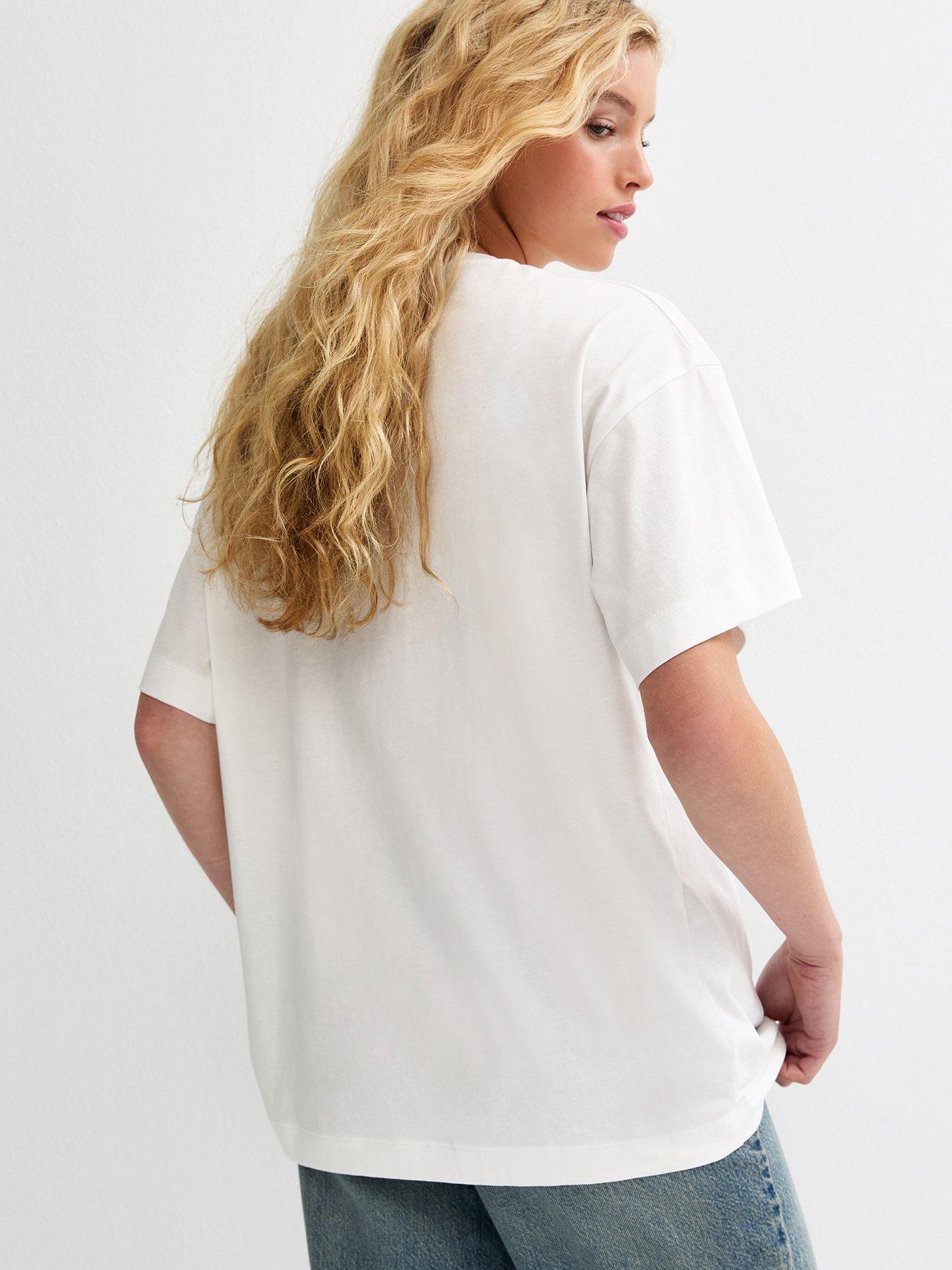 Image 2 of 6 of New Look ACDC Leopard Print Oversized T-Shirt - White