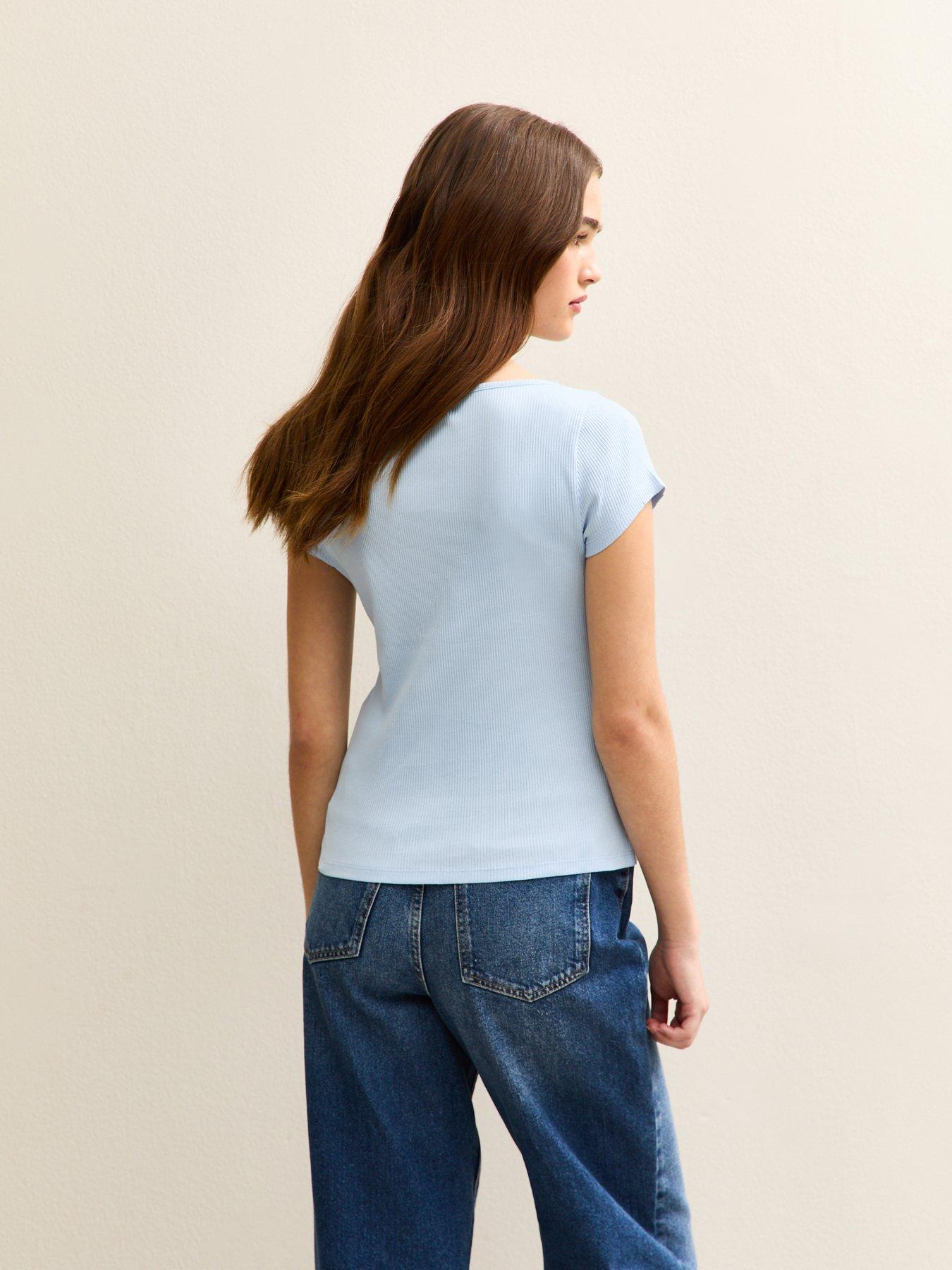 Image 2 of 5 of New Look Button Through Baby T-Shirt - Light Blue