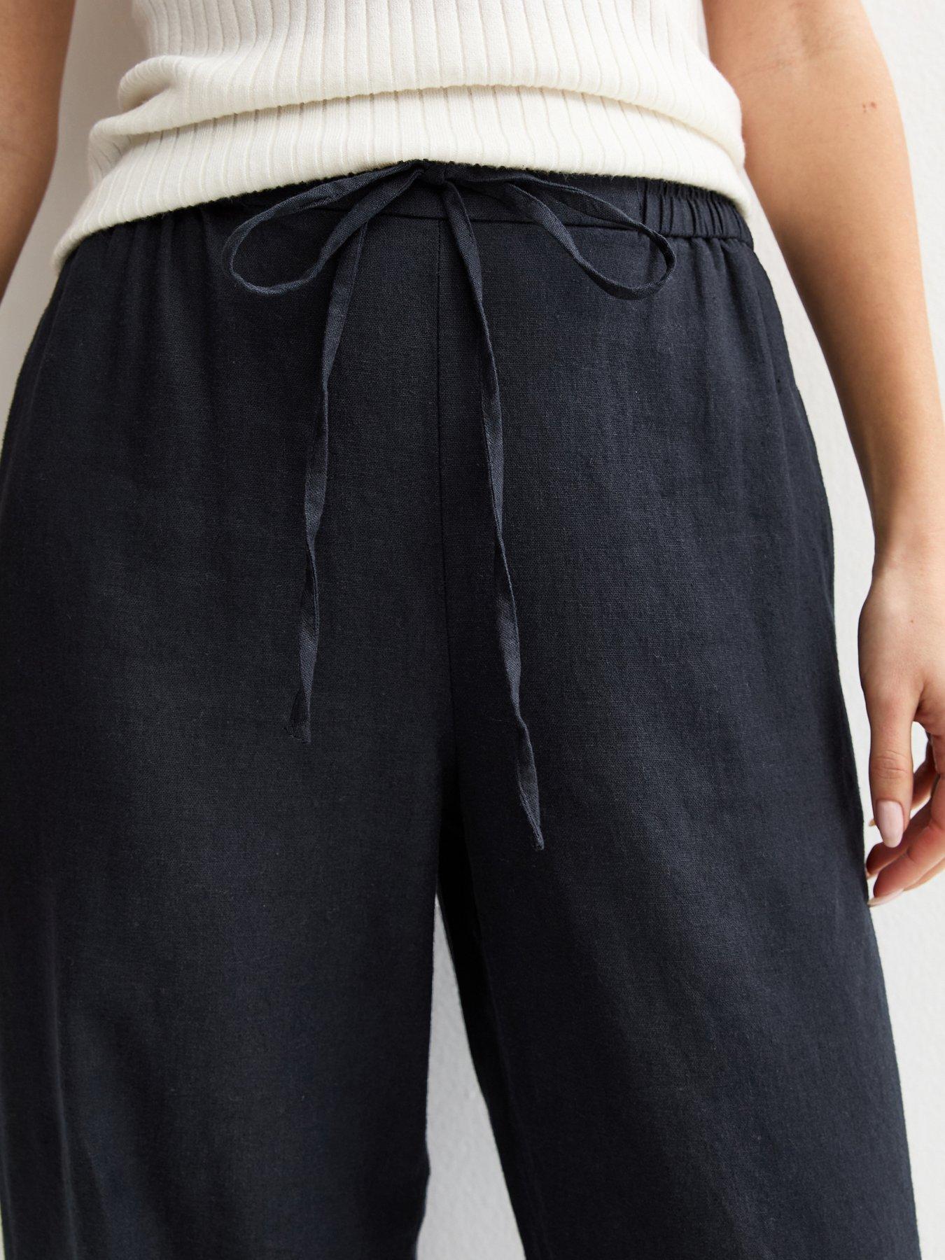 new-look-linen-blend-drawstring-wide-leg-trousers-navyoutfit