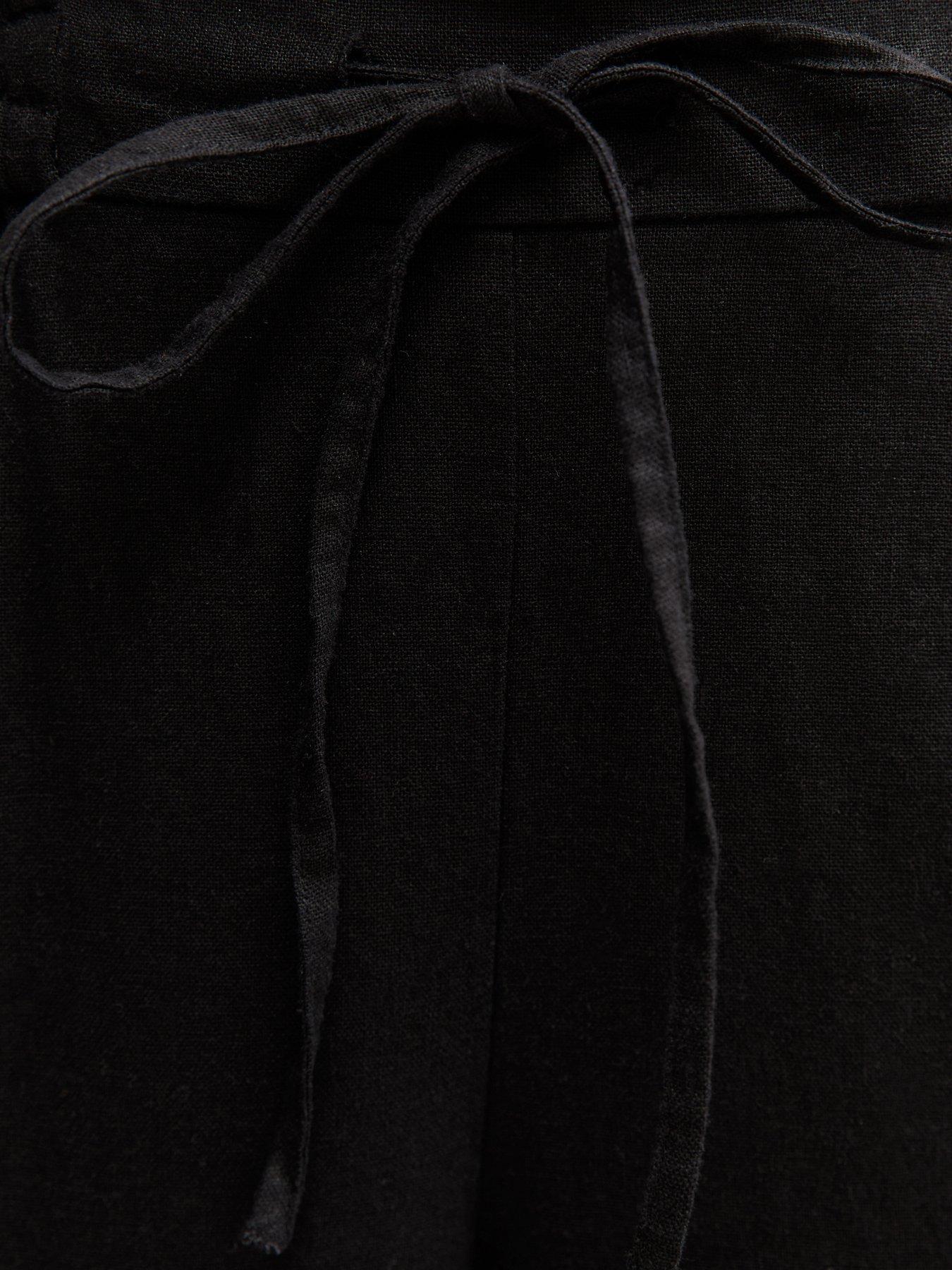 Image 5 of 5 of New Look Black Linen Blend Drawstring Wide Leg Trousers