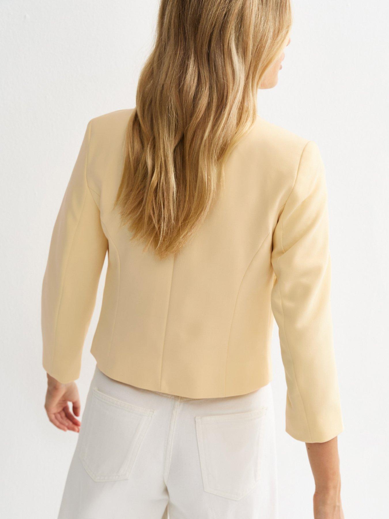 Image 2 of 6 of New Look Cropped Blazer - Light Yellow