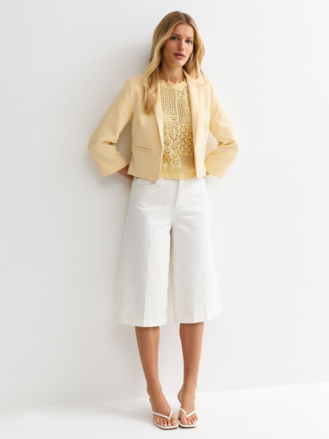 Image 3 of 6 of New Look Cropped Blazer - Light Yellow