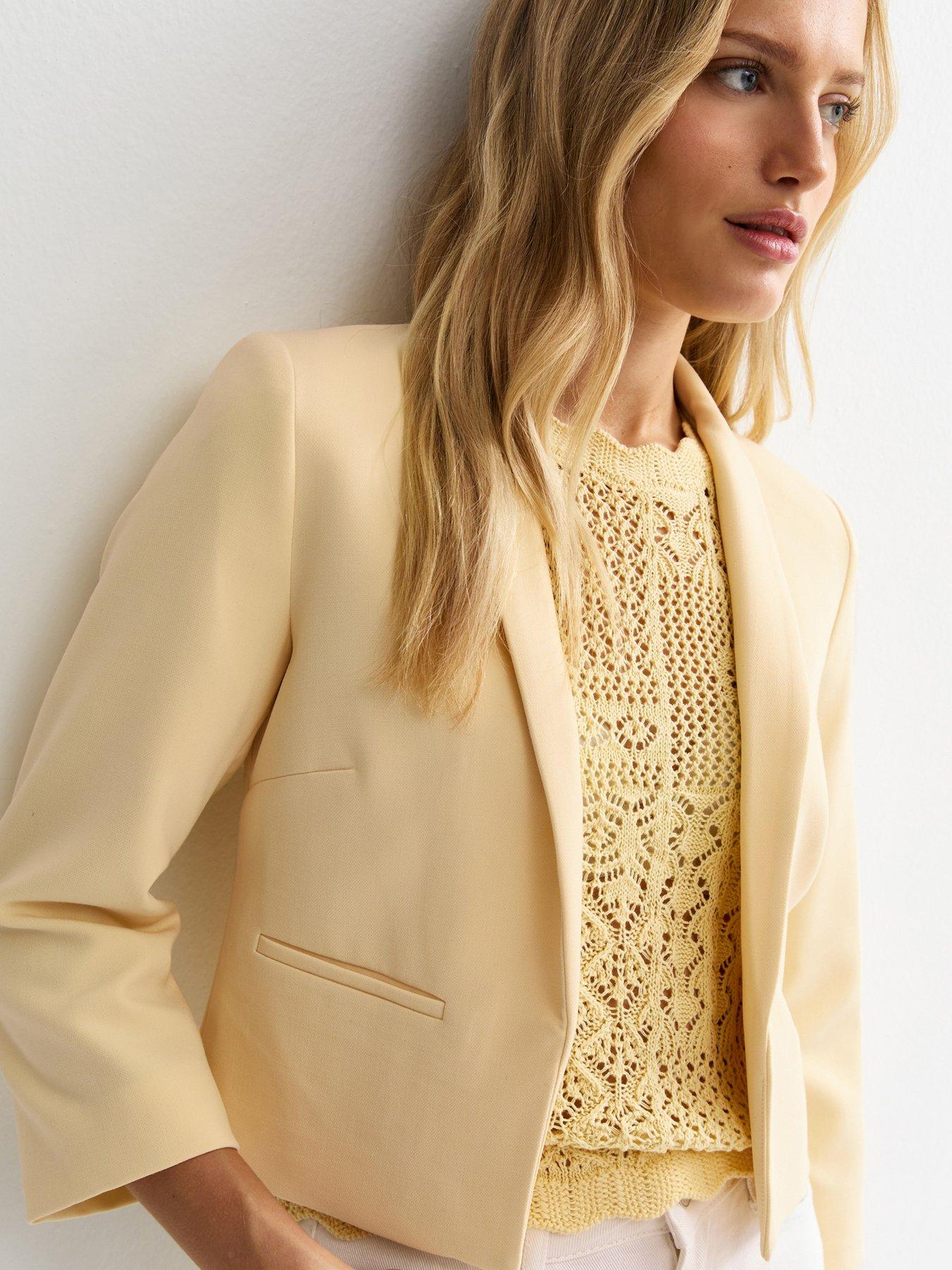 Image 4 of 6 of New Look Cropped Blazer - Light Yellow