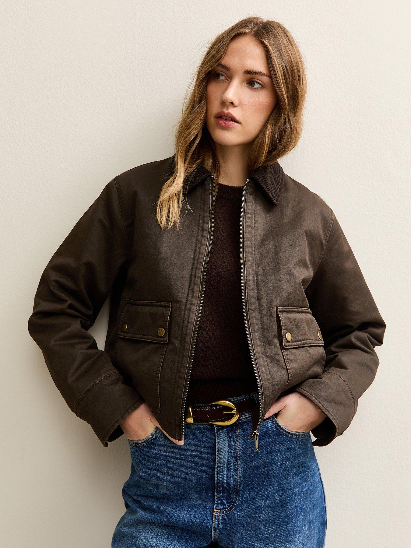 new-look-waxed-corduroy-collar-barn-jacket-brown