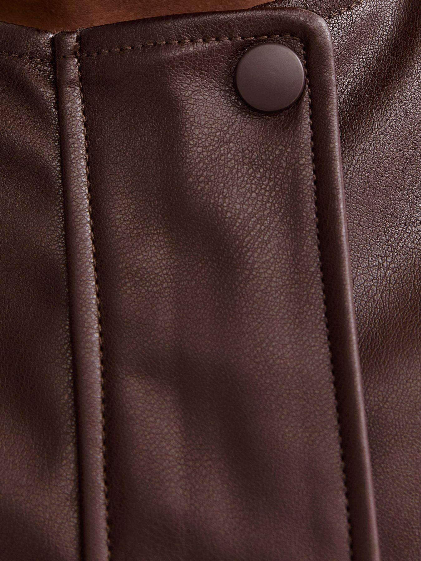 new-look-faux-leather-sleeveless-bubble-hem-jacket-browndetail