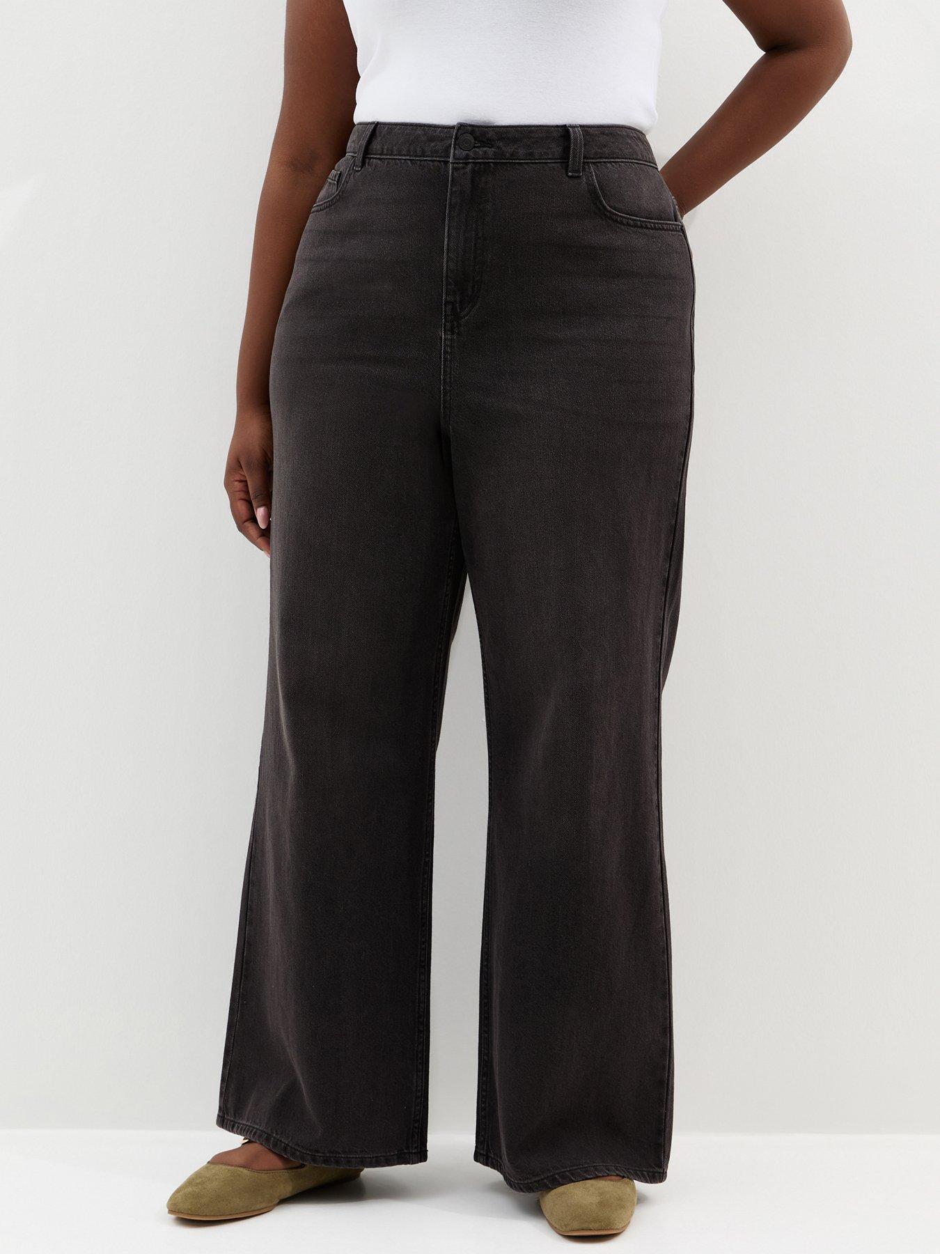 New Look Curves Black Adalae High Waist Wide Leg Jeans