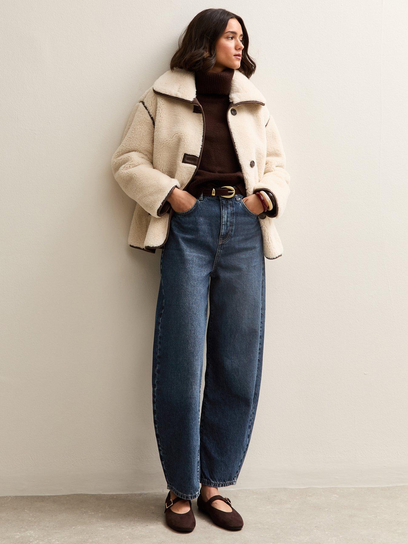 Image 3 of 6 of New Look Barrel Leg Jeans - Dark Blue