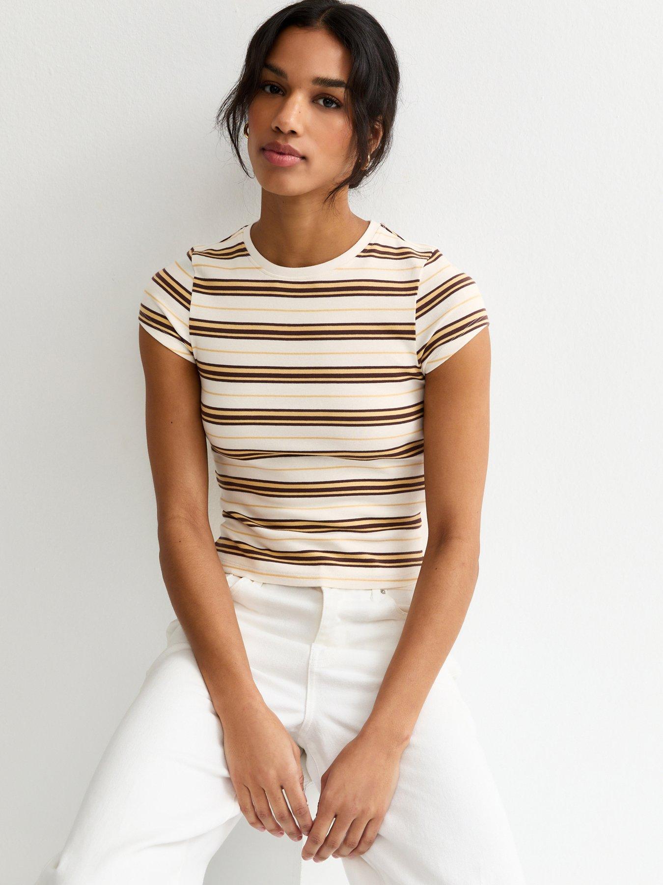 Image 1 of 5 of New Look Cotton Striped Baby T-Shirt - Yellow