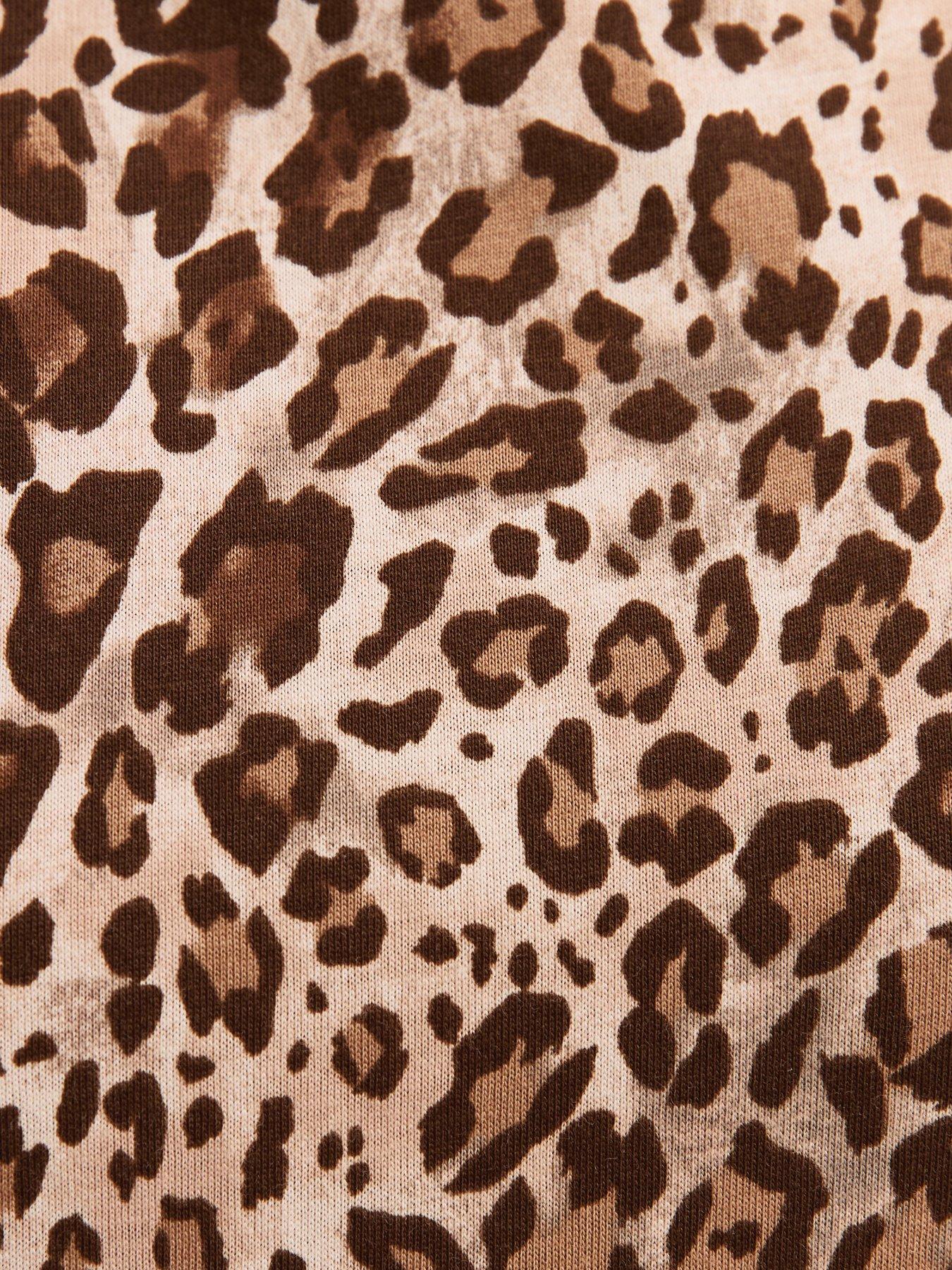 new-look-leopard-print-frill-trim-top-browndetail