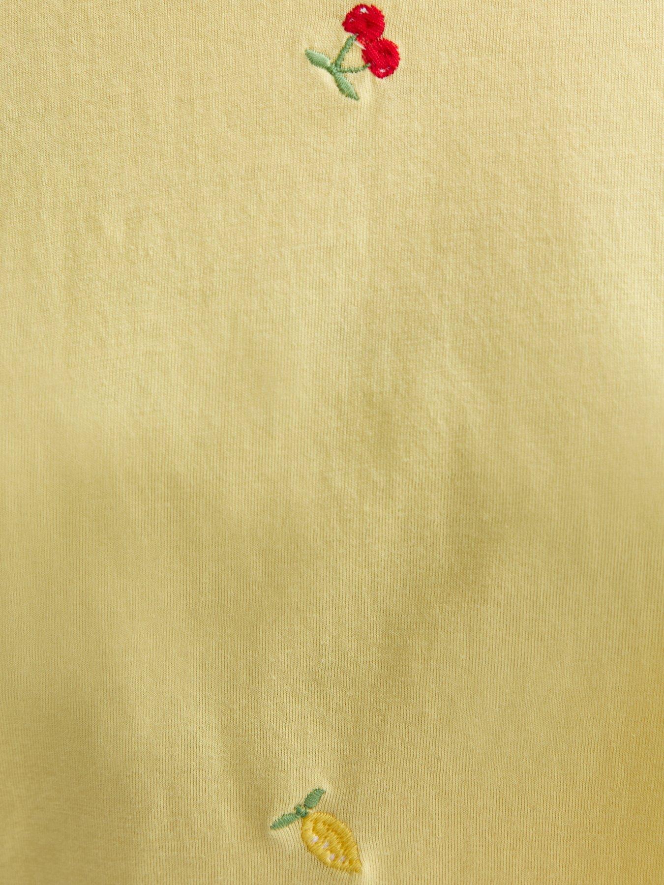 Image 5 of 5 of New Look Cotton Boxy Embroidered Fruit T-Shirt - Yellow