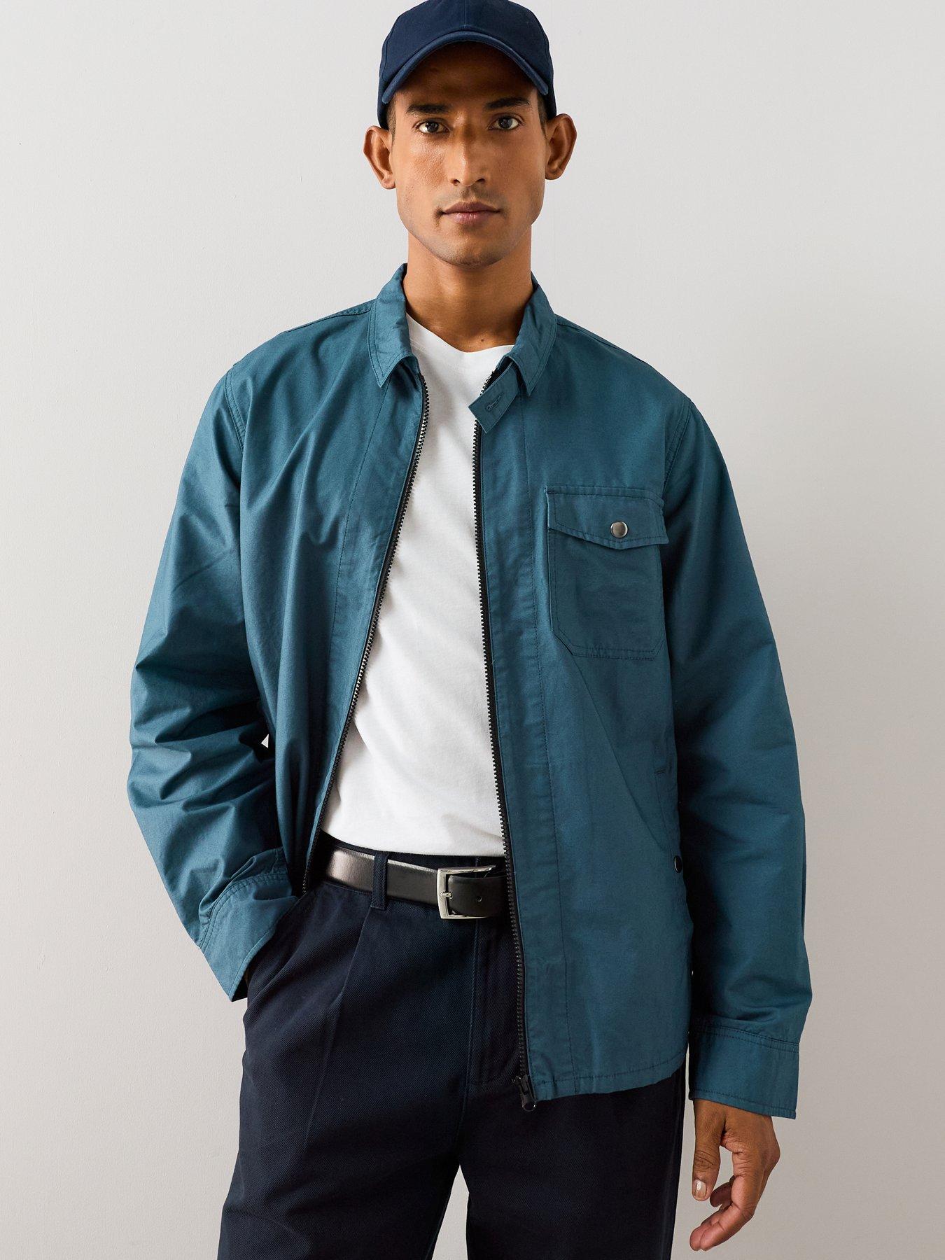 The Very Collection Long Sleeve Zip Through Shirt - Mid Blue