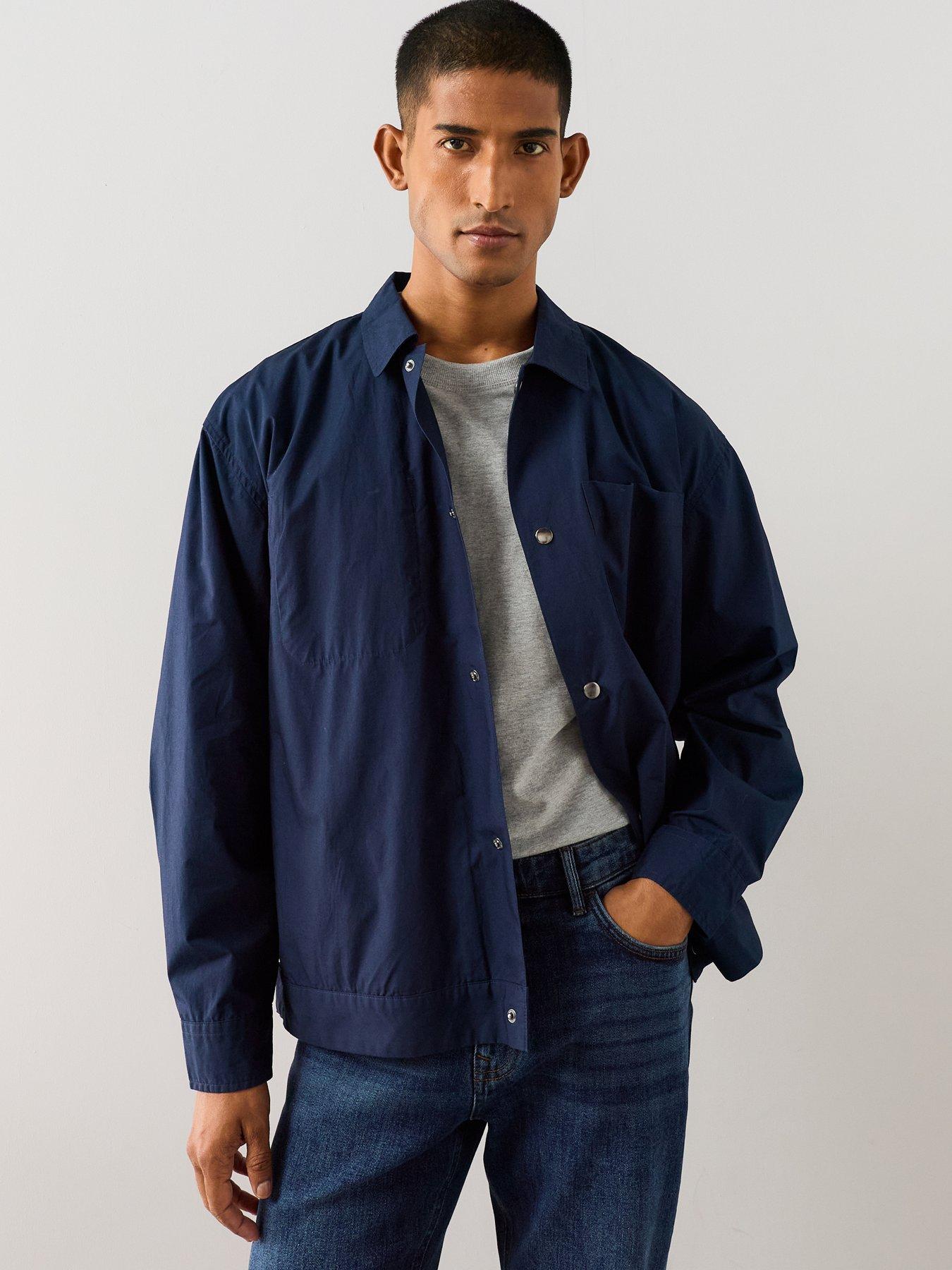 Image 1 of 7 of The Very Collection Pocket Front Button Through Overshirt - Navy