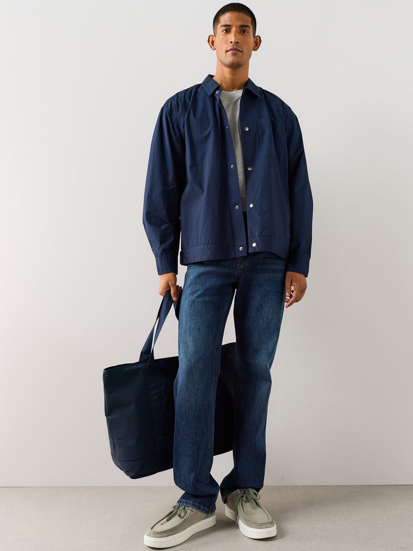 Image 3 of 7 of The Very Collection Pocket Front Button Through Overshirt - Navy