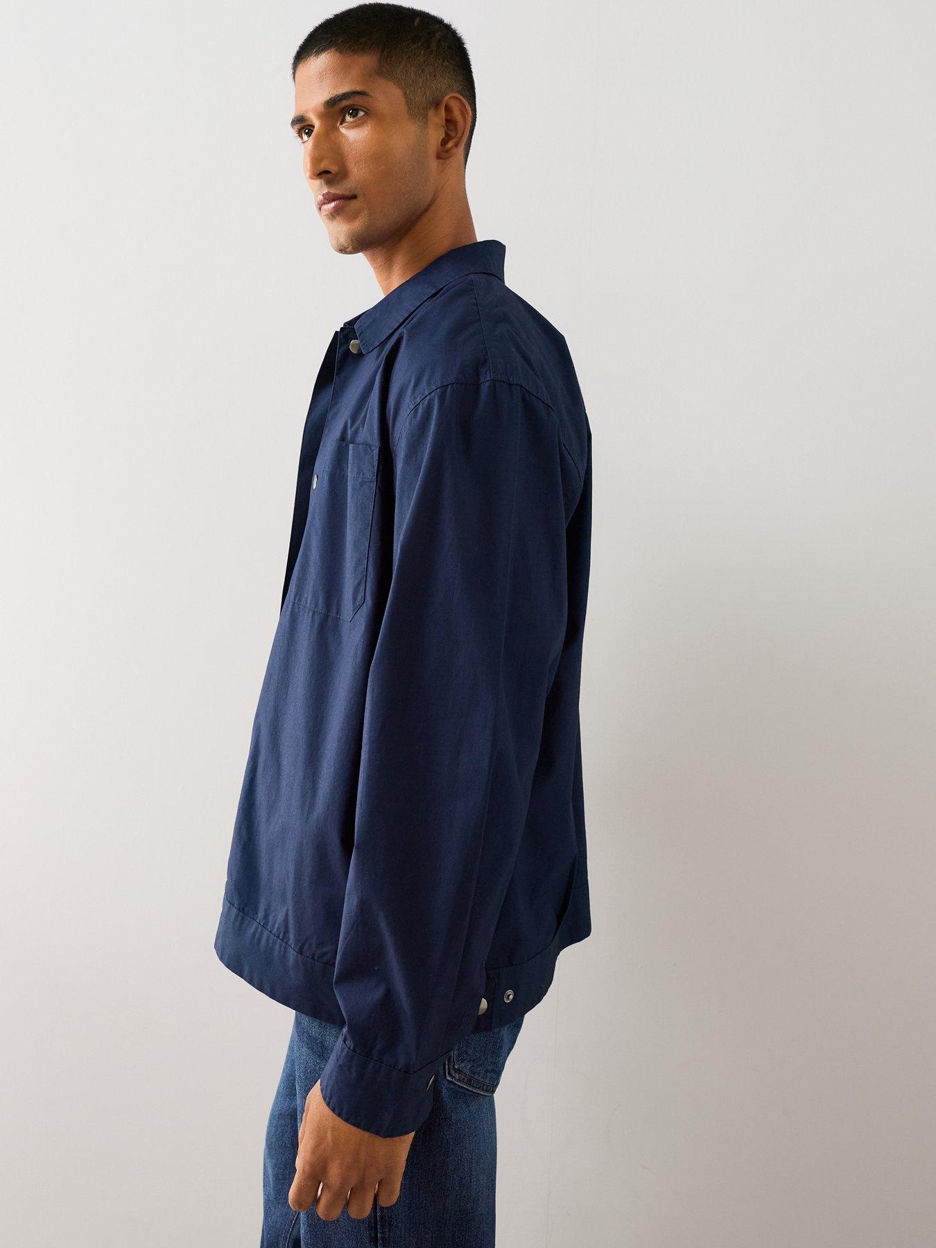 Image 4 of 7 of The Very Collection Pocket Front Button Through Overshirt - Navy
