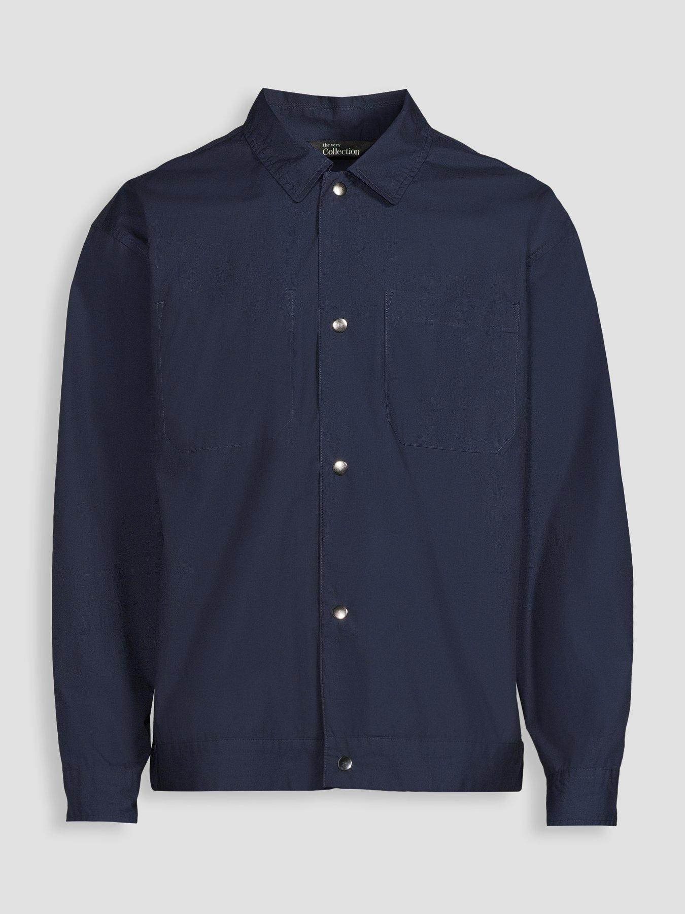 Image 7 of 7 of The Very Collection Pocket Front Button Through Overshirt - Navy