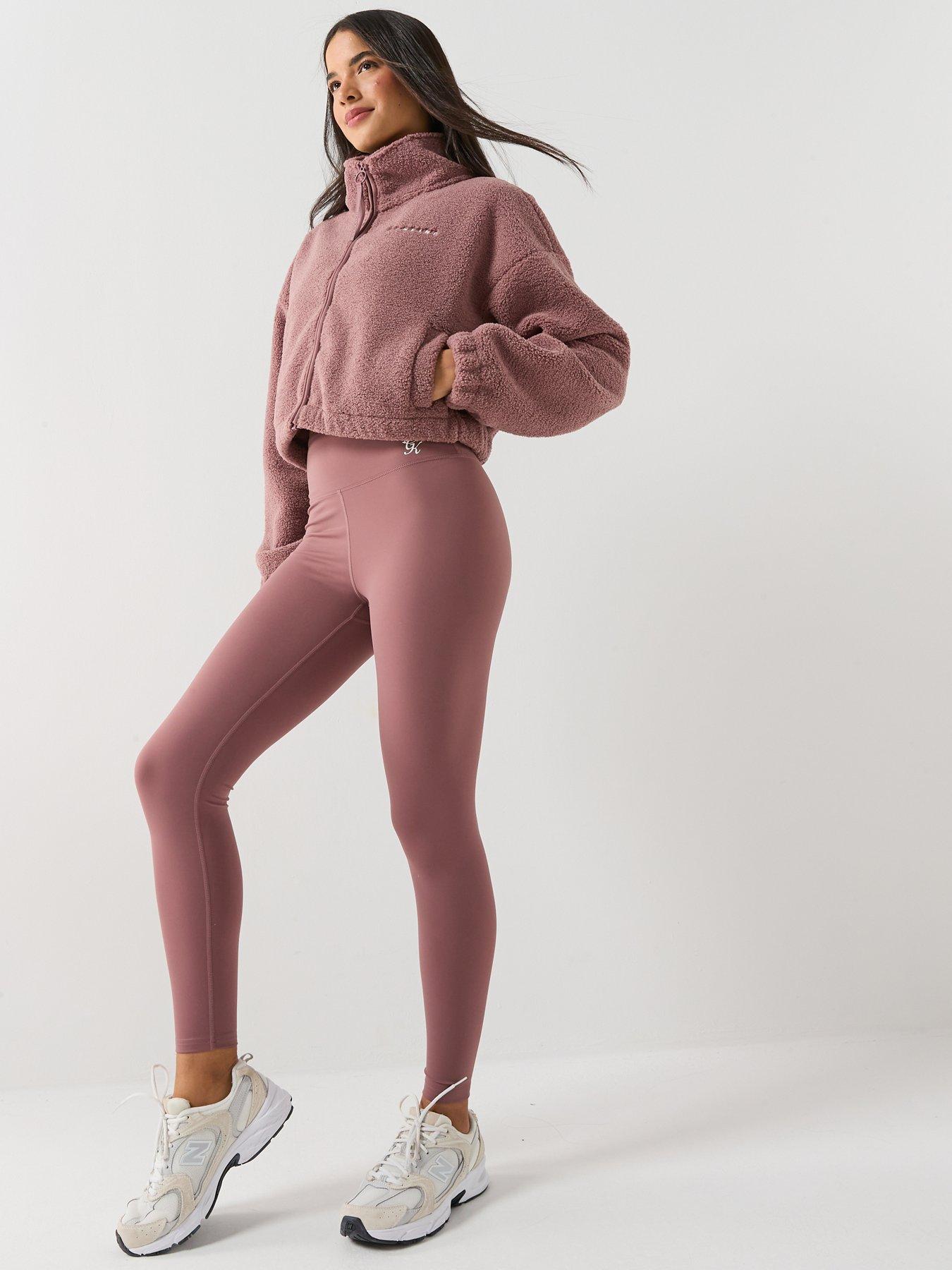 Image 3 of 6 of Gym King Womens Linear Cropped Borg Full Zip - Brown