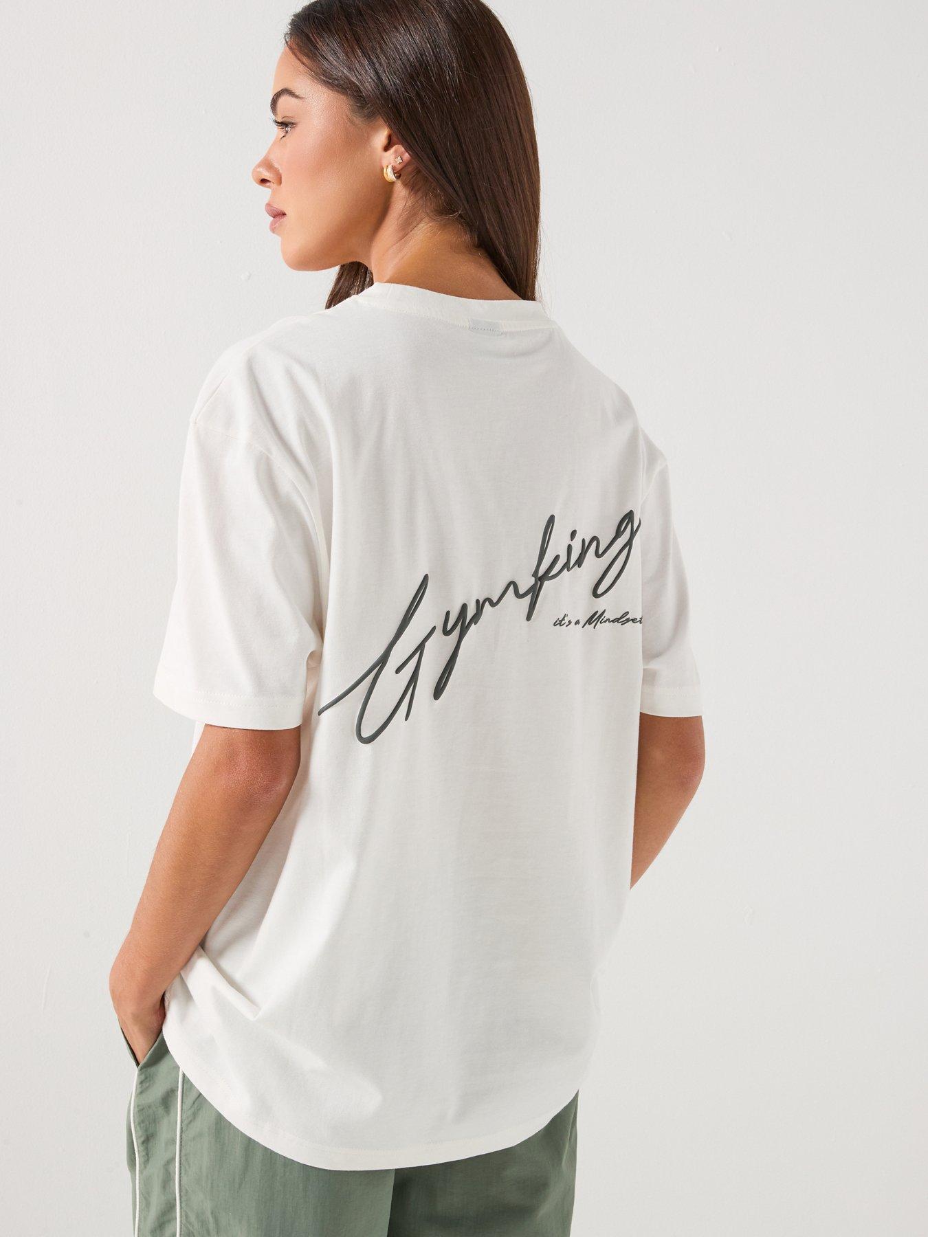 Image 1 of 6 of Gym King Womens Script Mindset BF T-Shirt - Cream