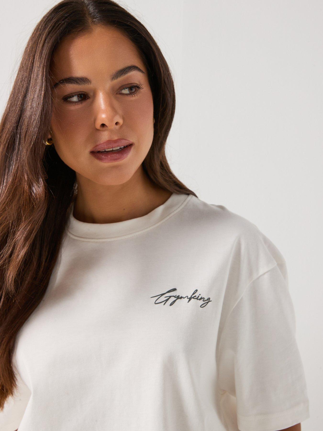 Image 4 of 6 of Gym King Womens Script Mindset BF T-Shirt - Cream