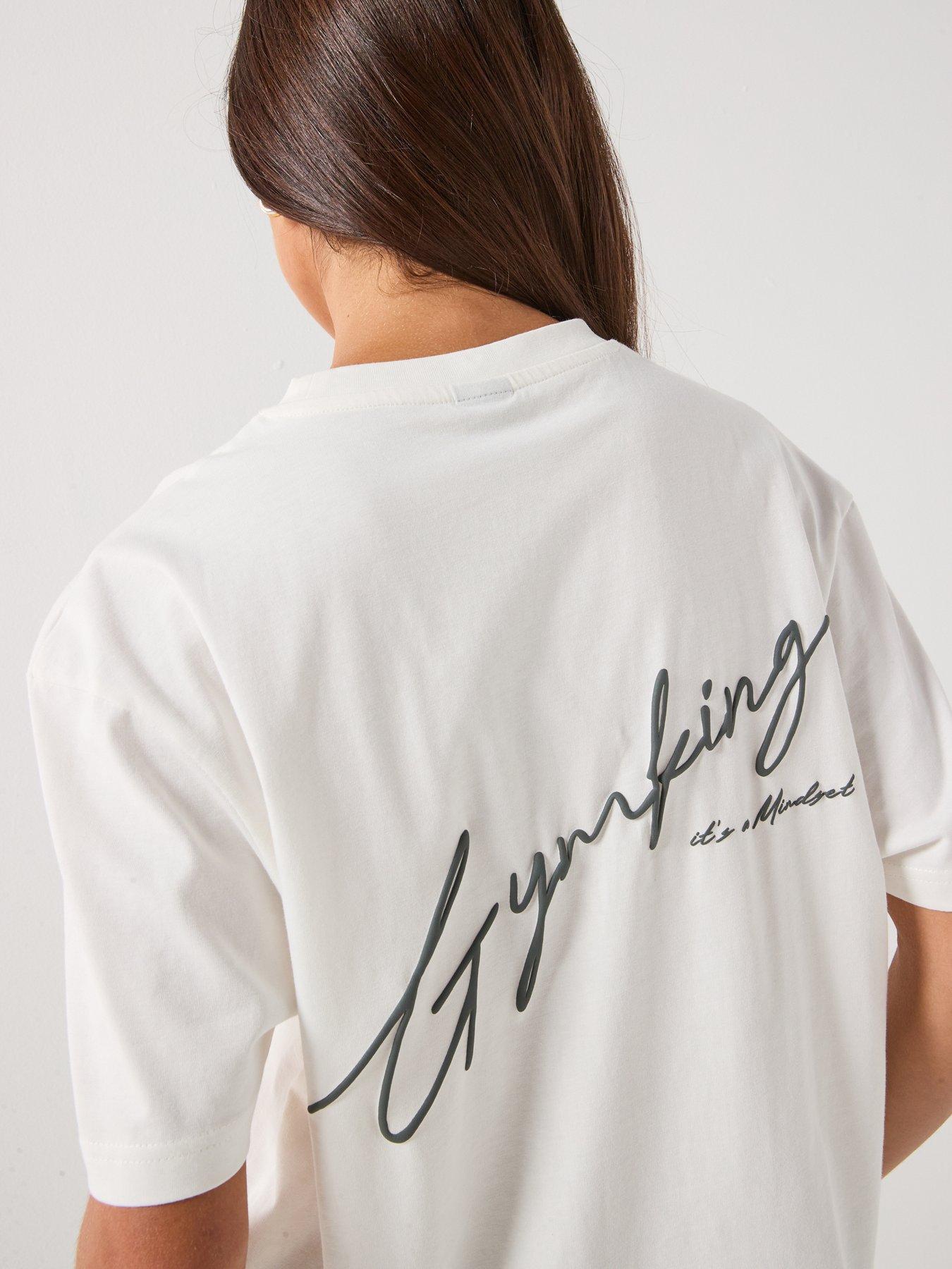 Image 5 of 6 of Gym King Womens Script Mindset BF T-Shirt - Cream